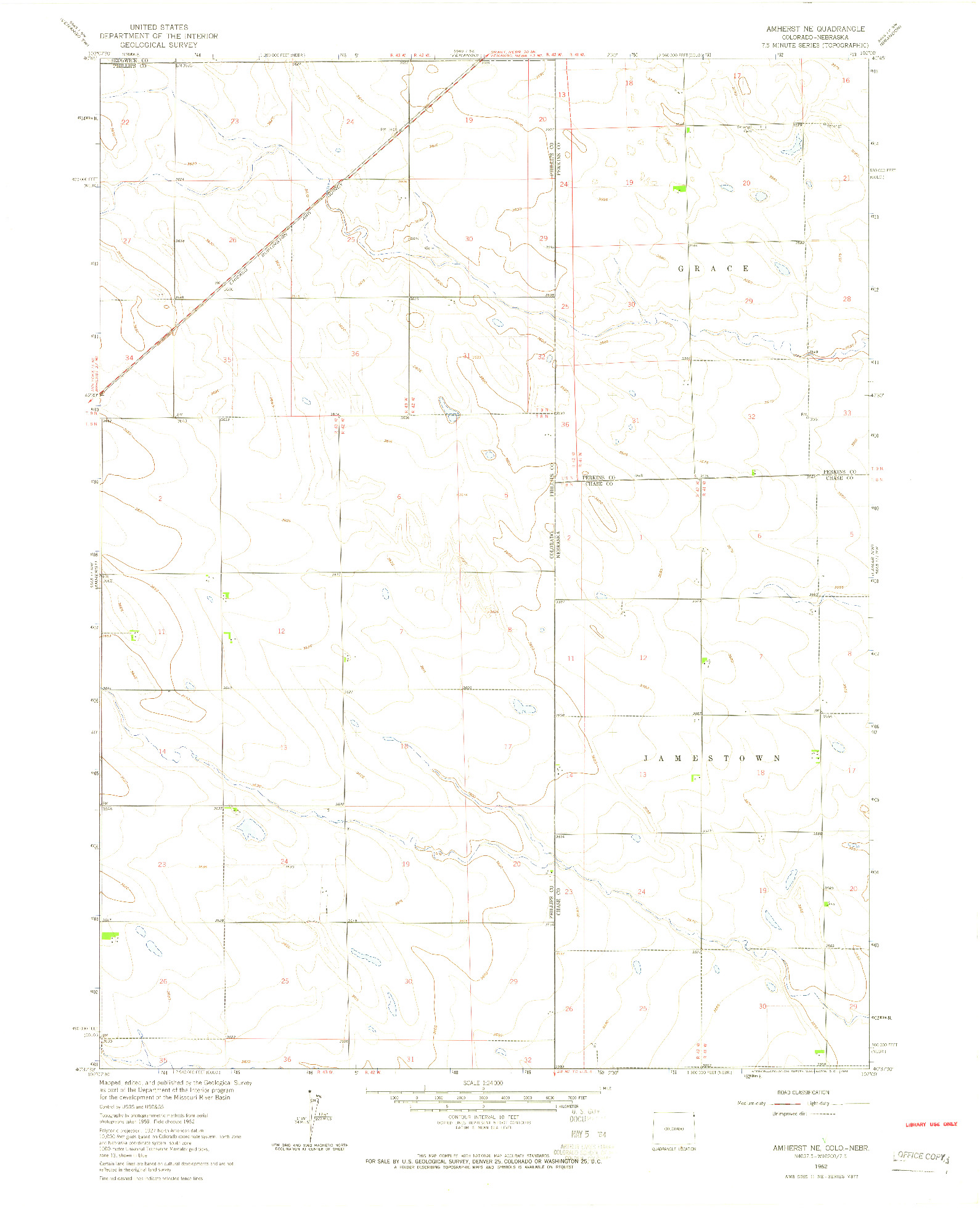 USGS 1:24000-SCALE QUADRANGLE FOR AMHERST NE, CO 1962