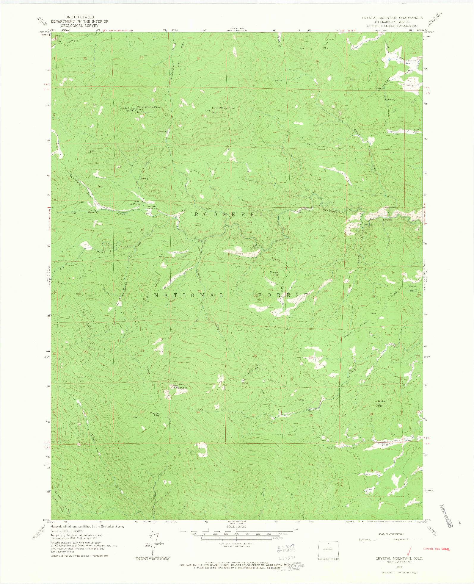 USGS 1:24000-SCALE QUADRANGLE FOR CRYSTAL MOUNTAIN, CO 1962