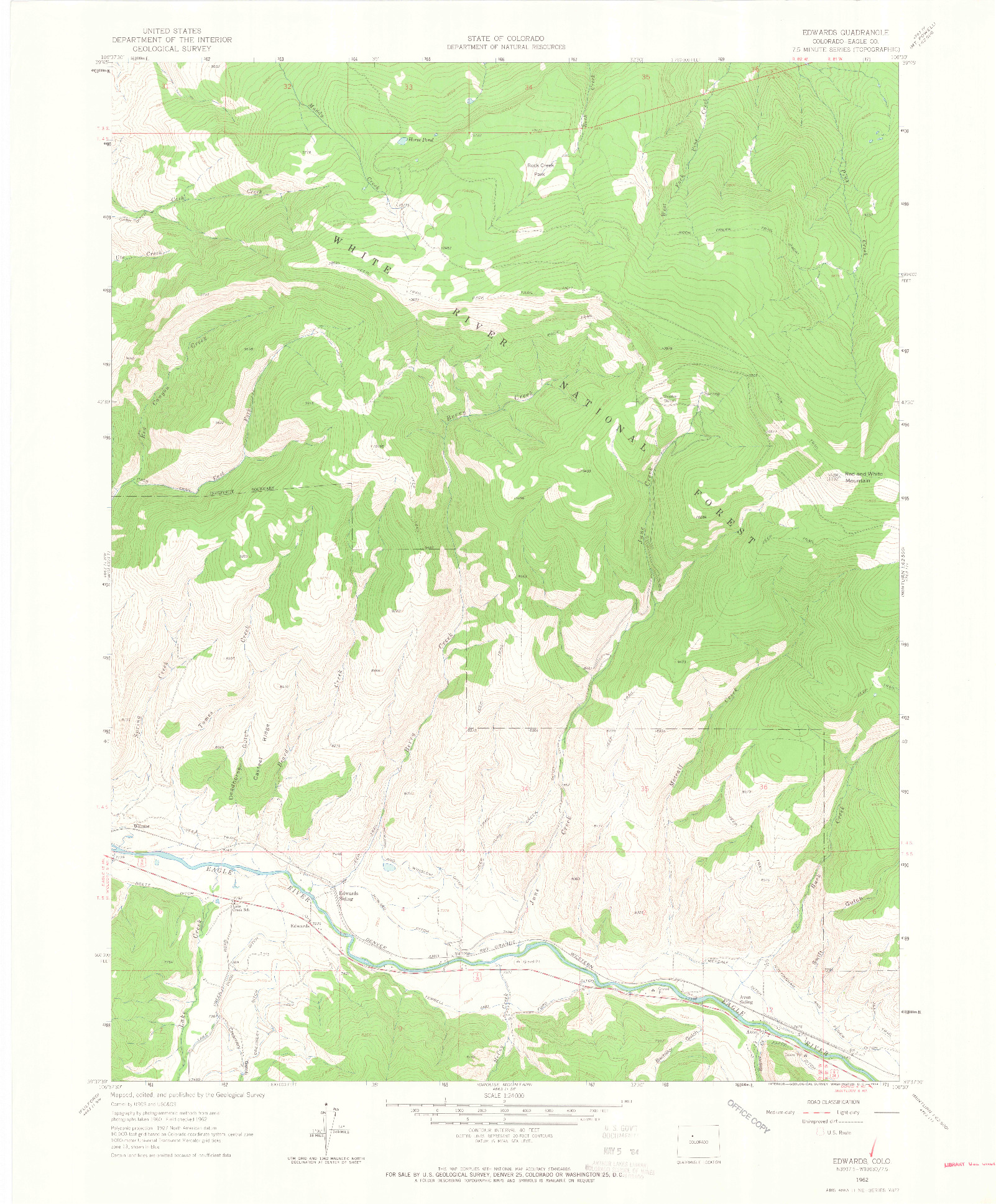 USGS 1:24000-SCALE QUADRANGLE FOR EDWARDS, CO 1962