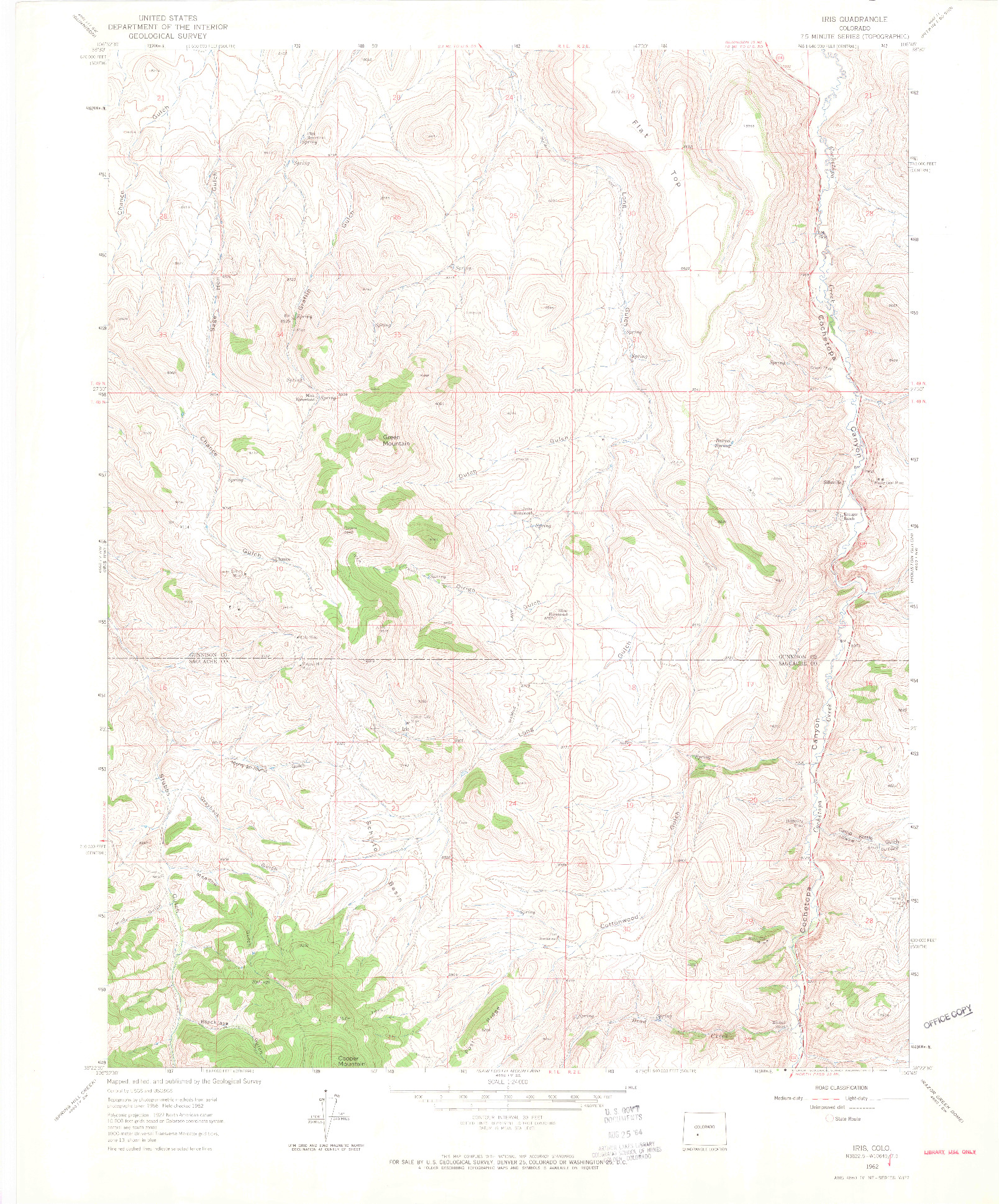 USGS 1:24000-SCALE QUADRANGLE FOR IRIS, CO 1962