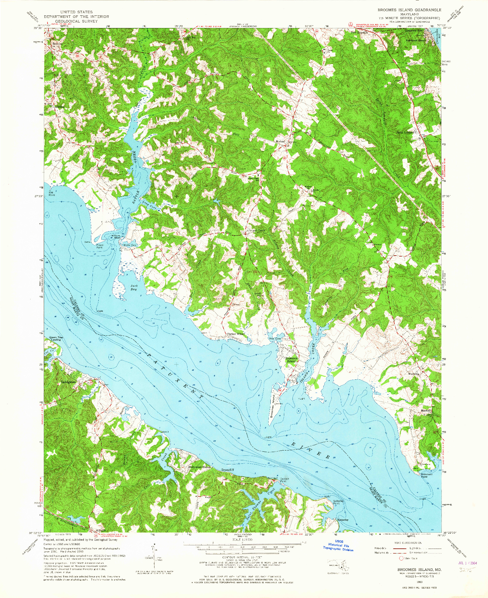 USGS 1:24000-SCALE QUADRANGLE FOR BROOMES ISLAND, MD 1963