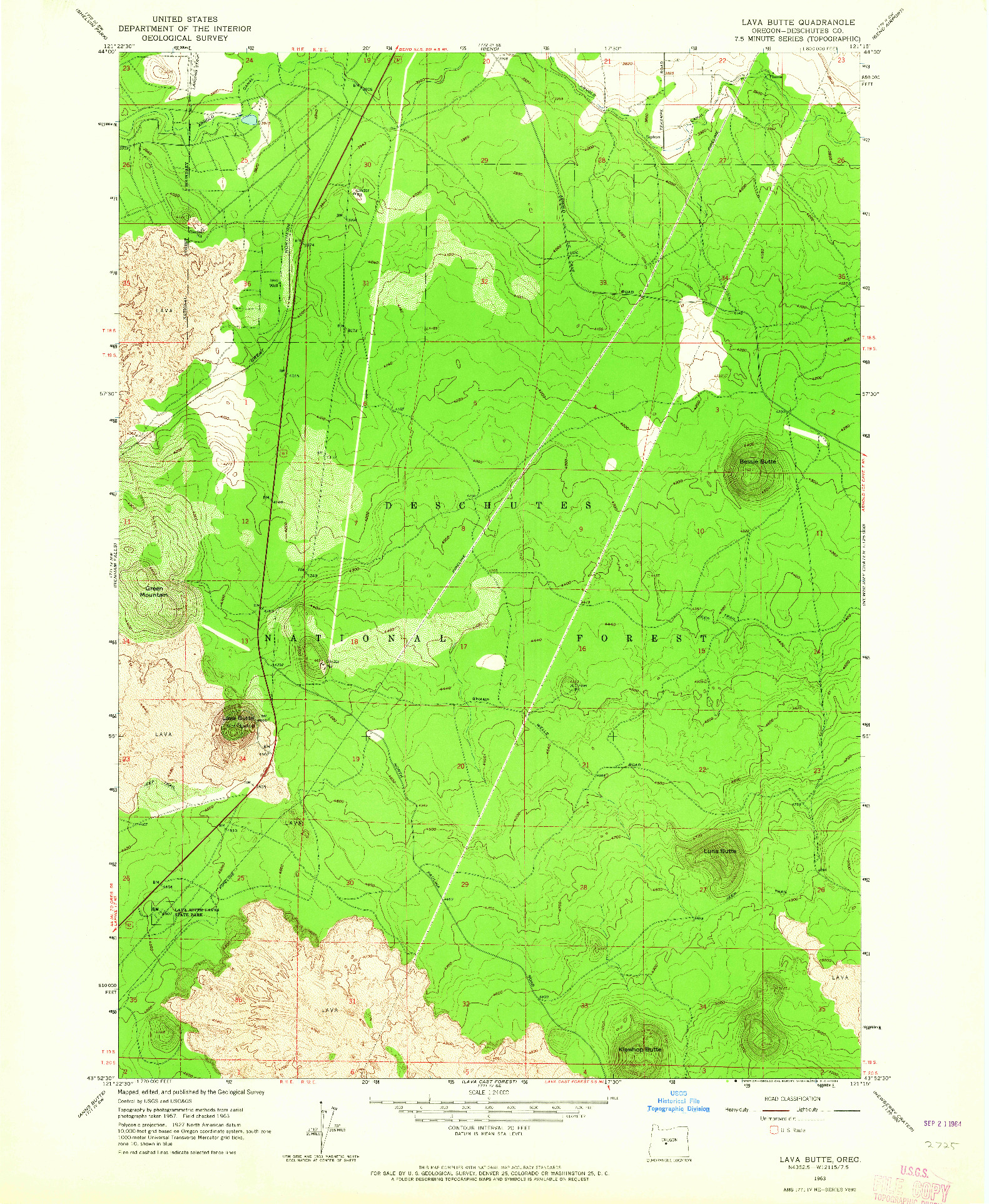 USGS 1:24000-SCALE QUADRANGLE FOR LAVA BUTTE, OR 1963