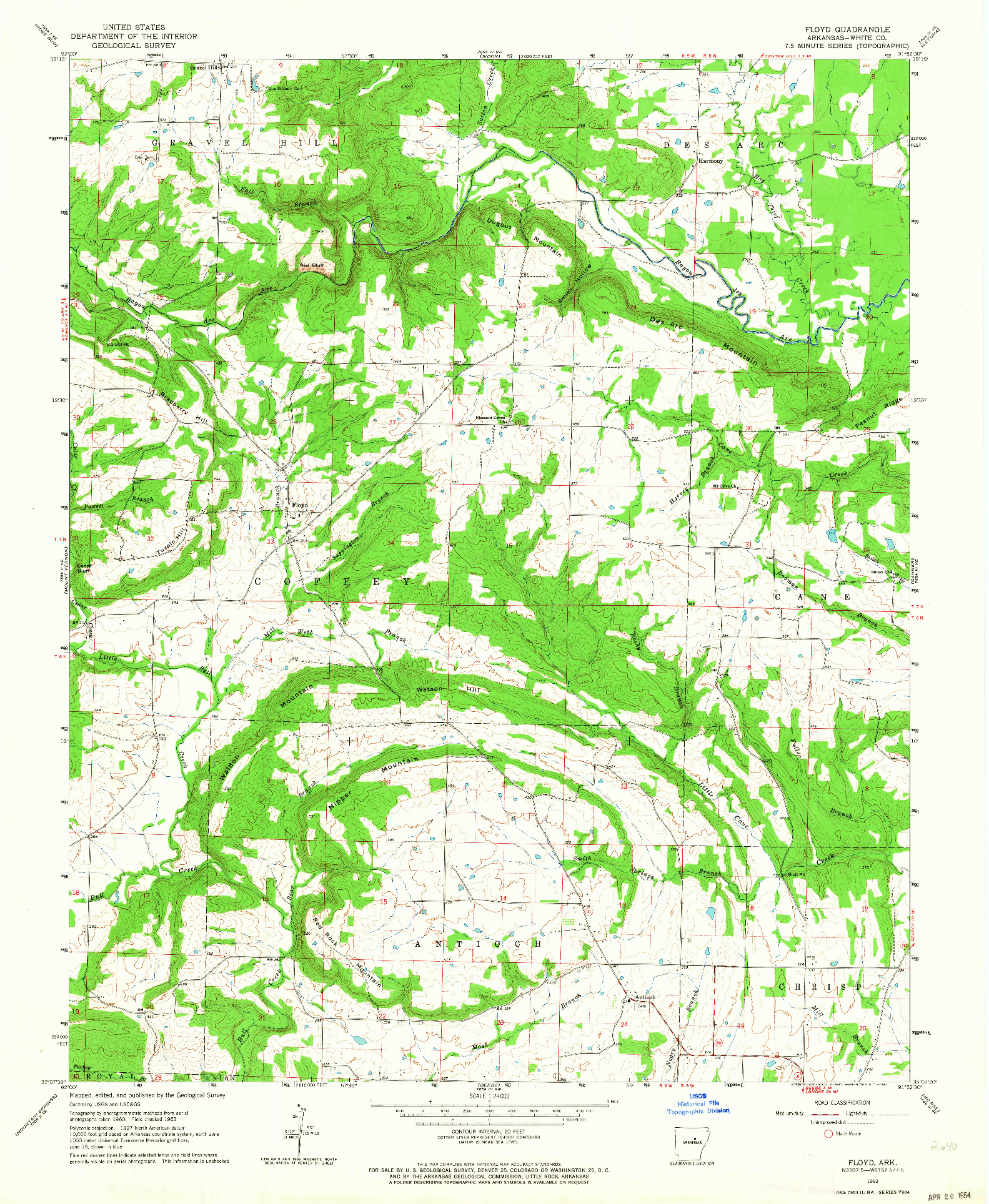 USGS 1:24000-SCALE QUADRANGLE FOR FLOYD, AR 1963