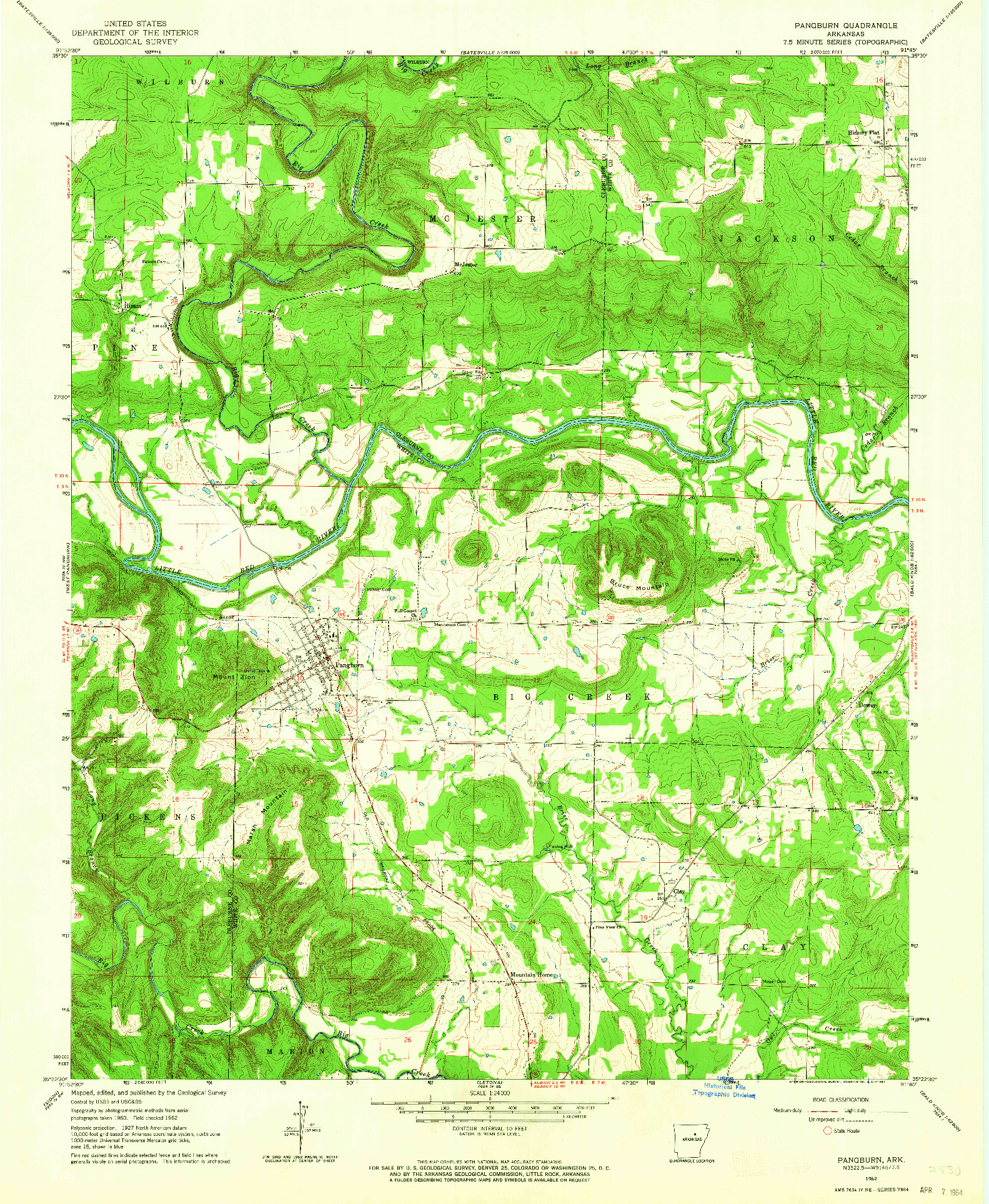 USGS 1:24000-SCALE QUADRANGLE FOR PANGBURN, AR 1962