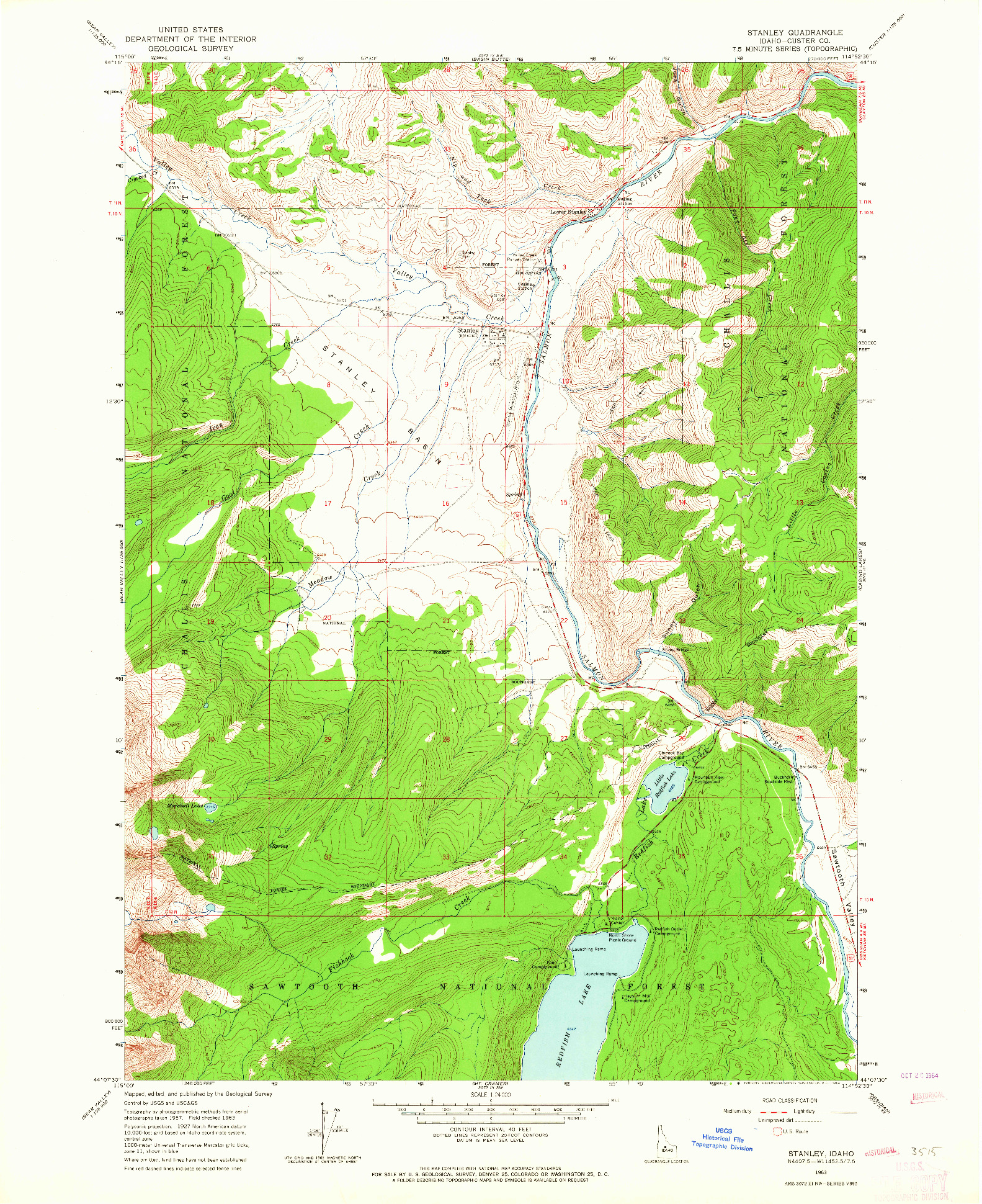 USGS 1:24000-SCALE QUADRANGLE FOR STANLEY, ID 1963