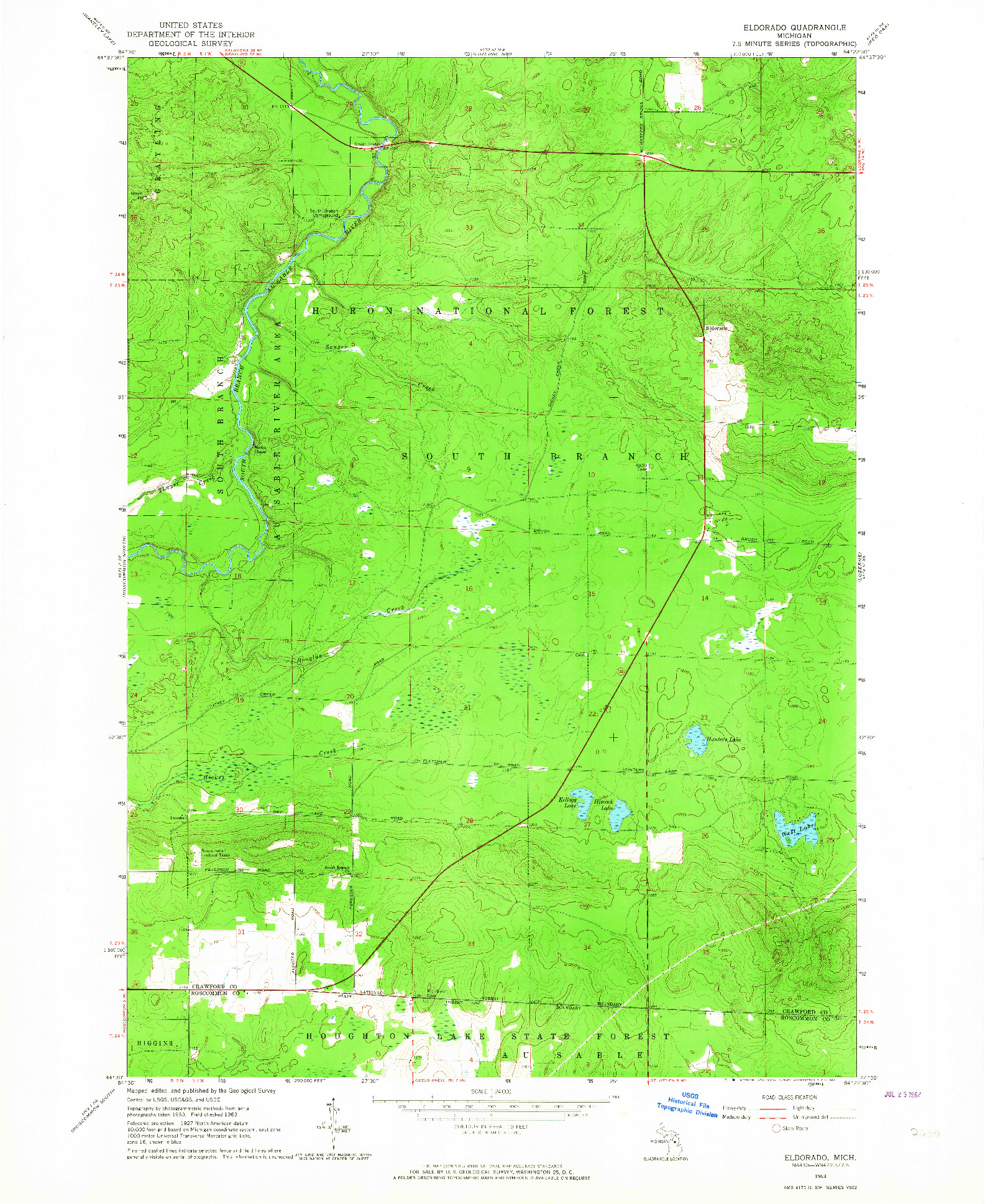 USGS 1:24000-SCALE QUADRANGLE FOR ELDORADO, MI 1963