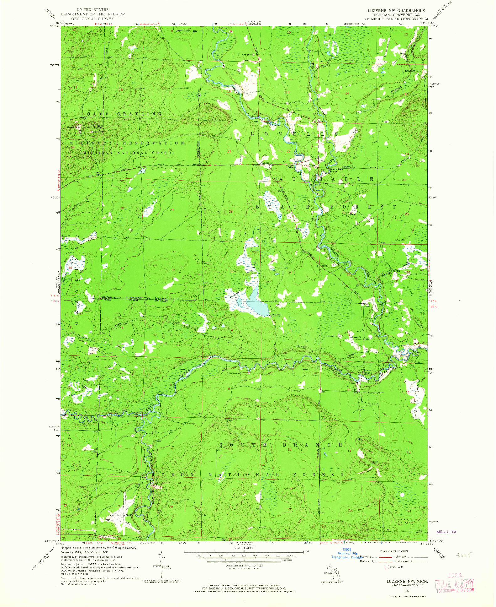 USGS 1:24000-SCALE QUADRANGLE FOR LUZERNE NW, MI 1963