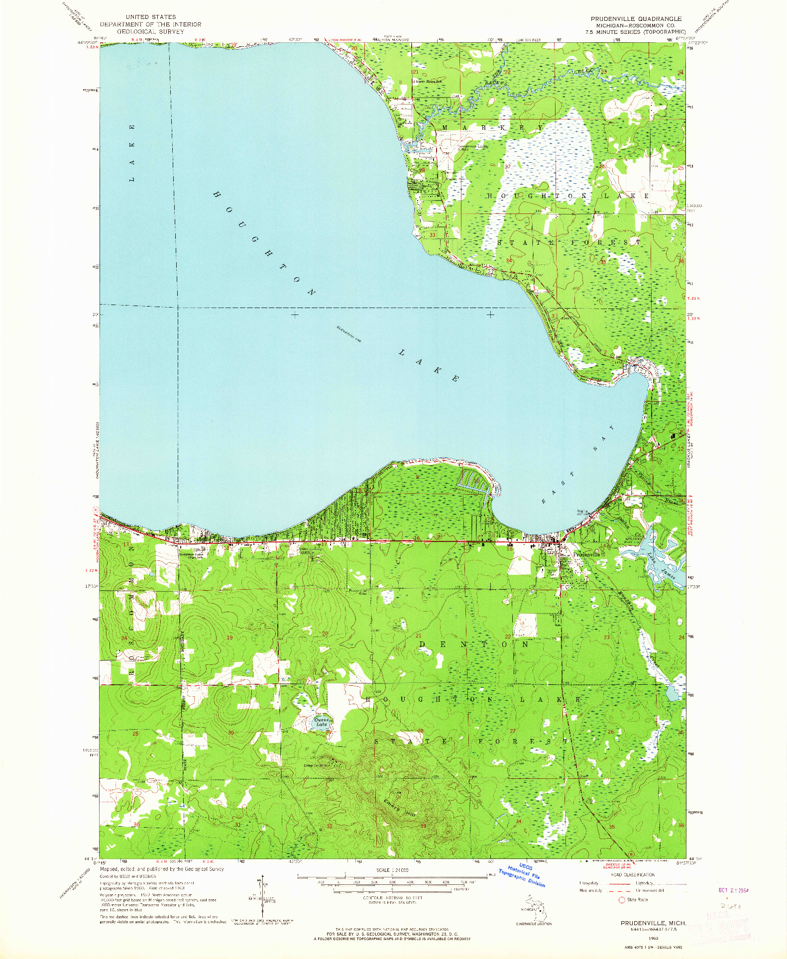 USGS 1:24000-SCALE QUADRANGLE FOR PRUDENVILLE, MI 1963