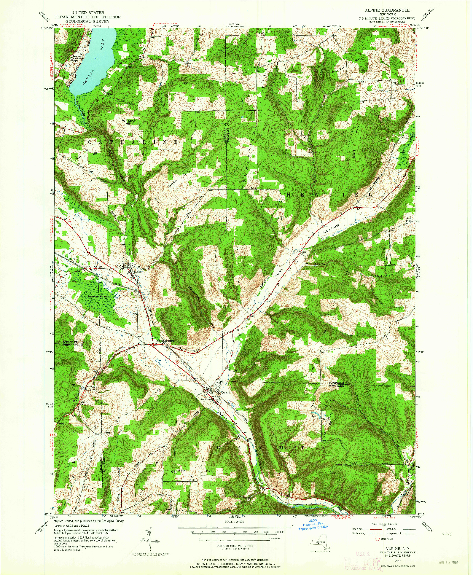USGS 1:24000-SCALE QUADRANGLE FOR ALPINE, NY 1950