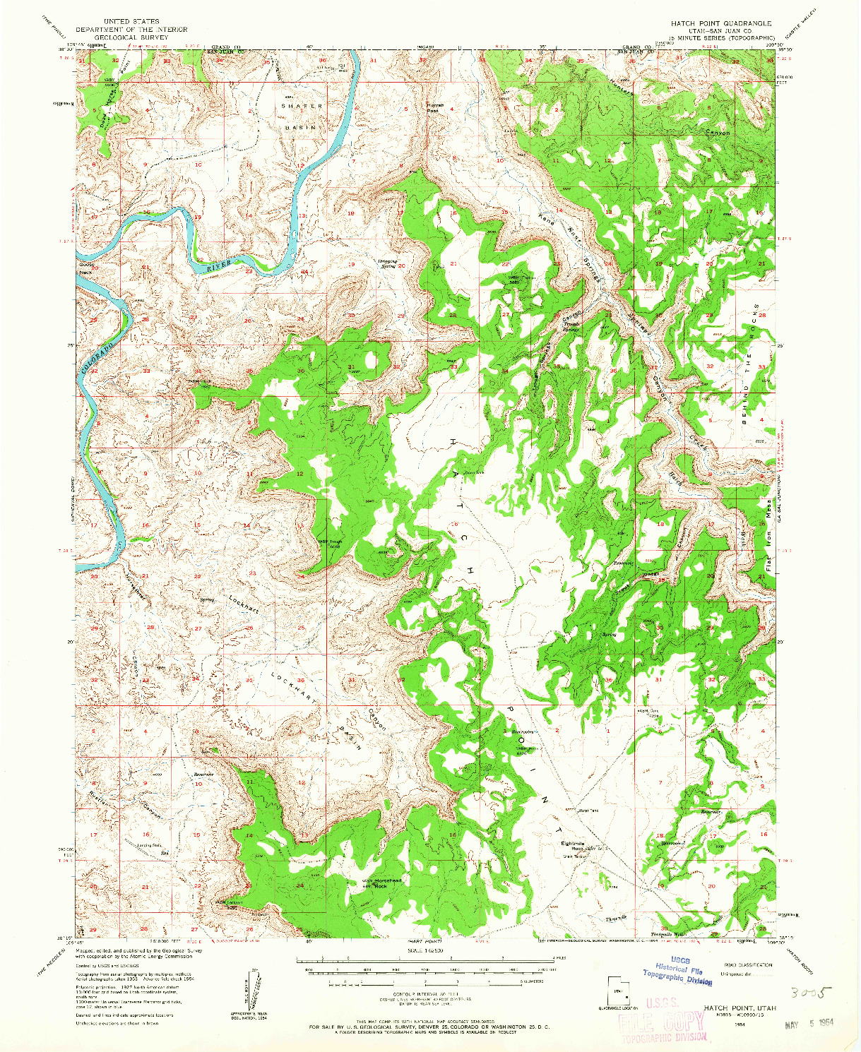 USGS 1:62500-SCALE QUADRANGLE FOR HATCH POINT, UT 1954