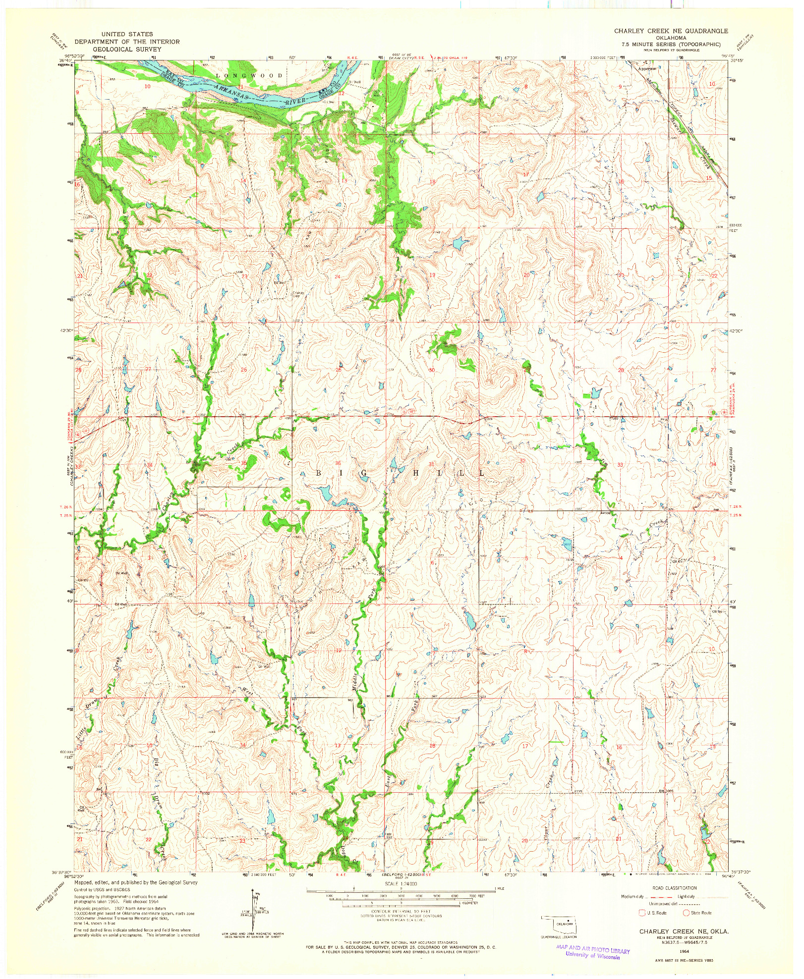USGS 1:24000-SCALE QUADRANGLE FOR CHARLEY CREEK NE, OK 1964