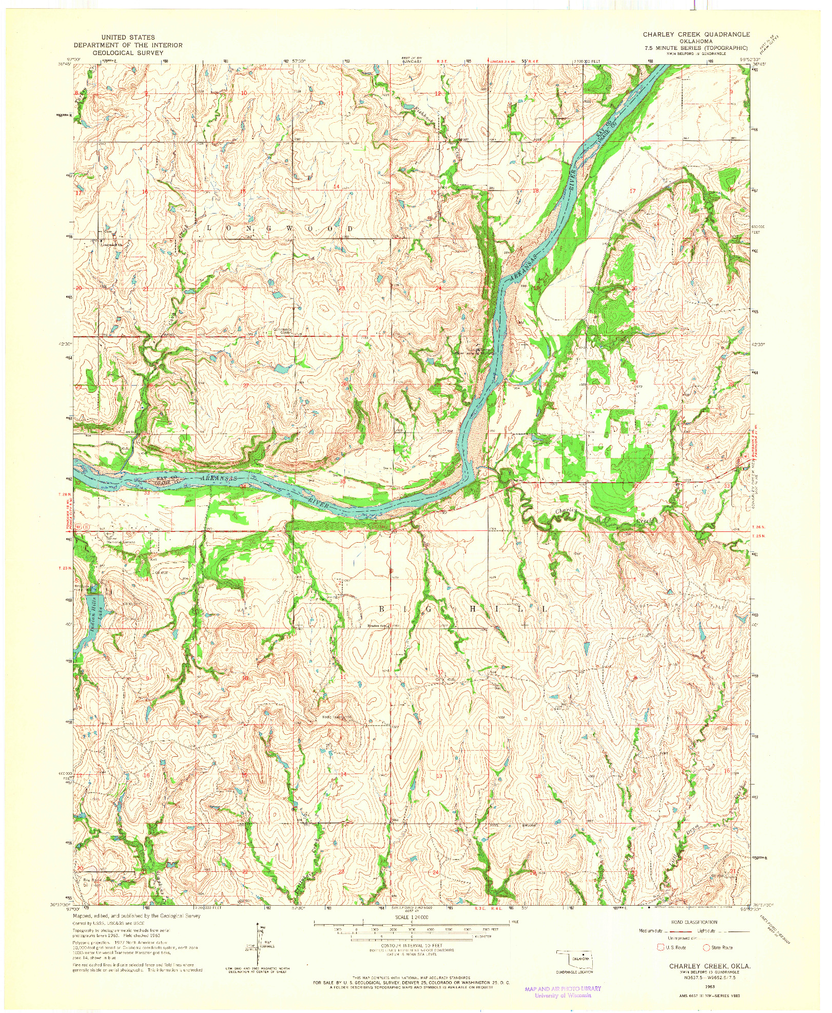 USGS 1:24000-SCALE QUADRANGLE FOR CHARLEY CREEK, OK 1963