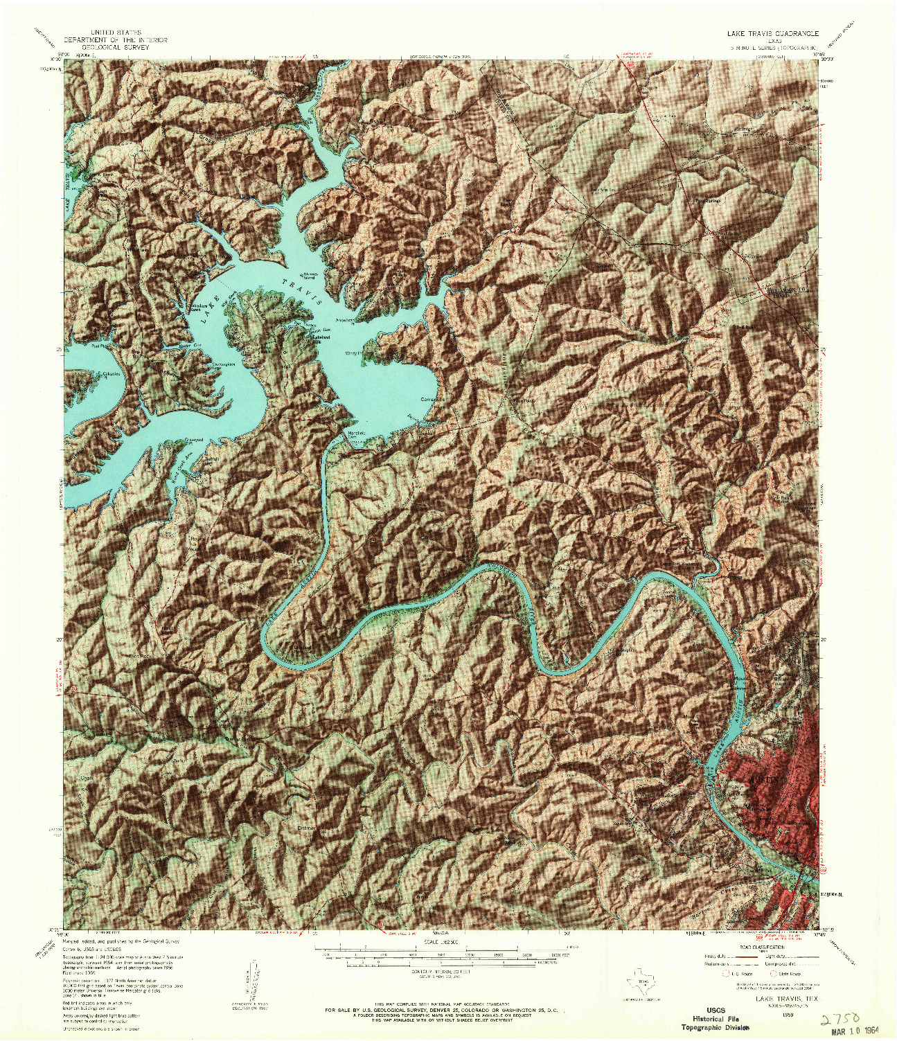 USGS 1:62500-SCALE QUADRANGLE FOR LAKE TRAVIS, TX 1959