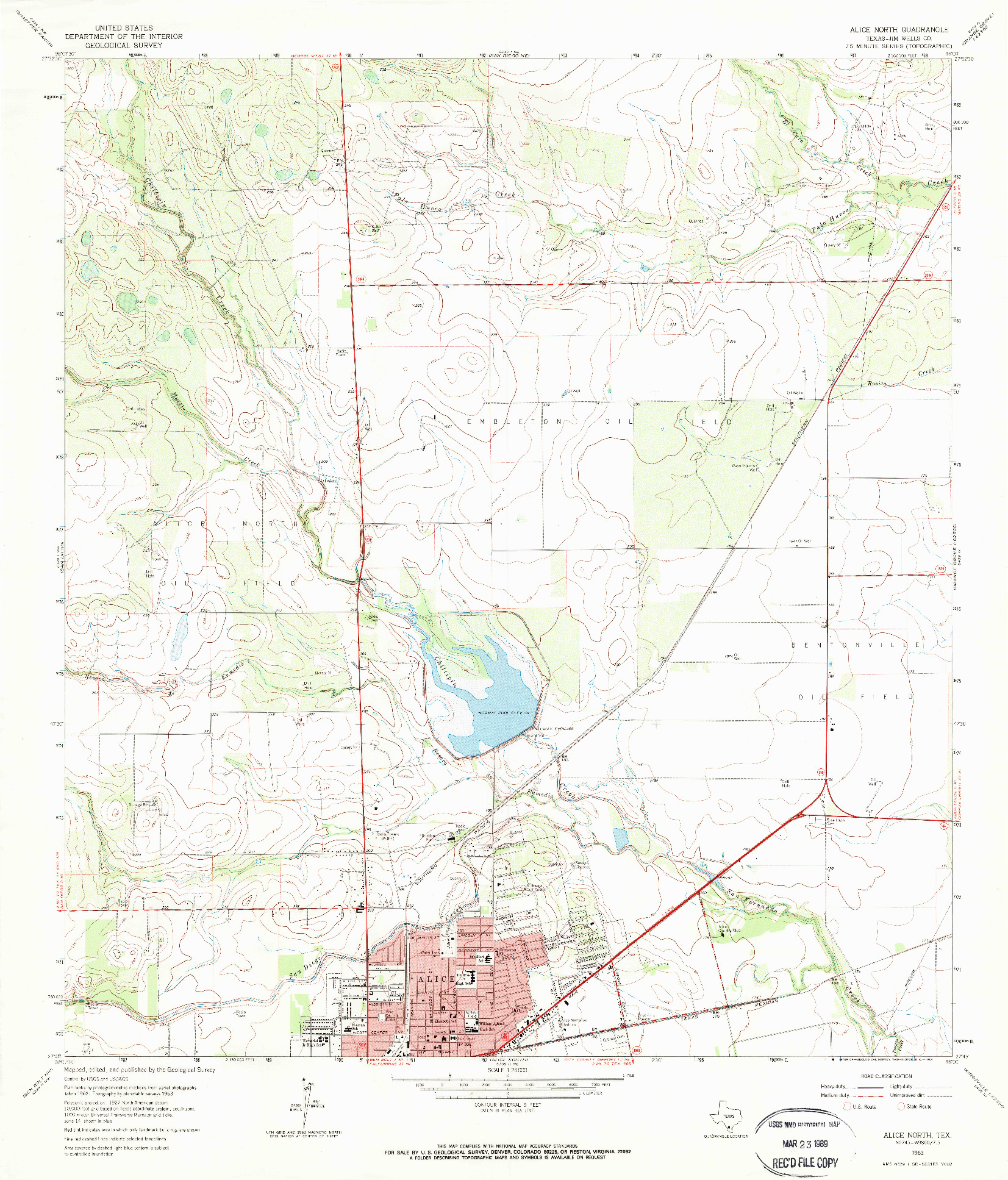 USGS 1:24000-SCALE QUADRANGLE FOR ALICE NORTH, TX 1963