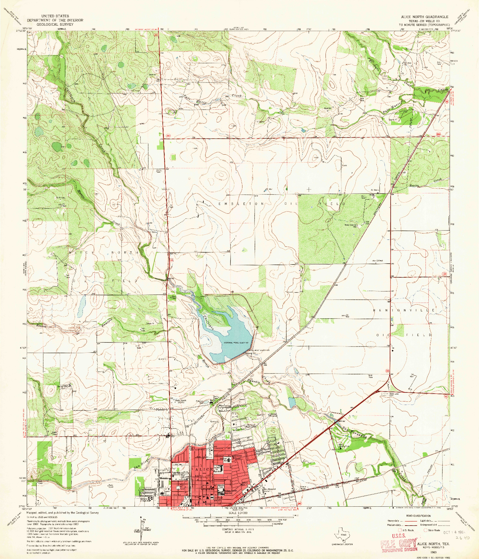 USGS 1:24000-SCALE QUADRANGLE FOR ALICE NORTH, TX 1963