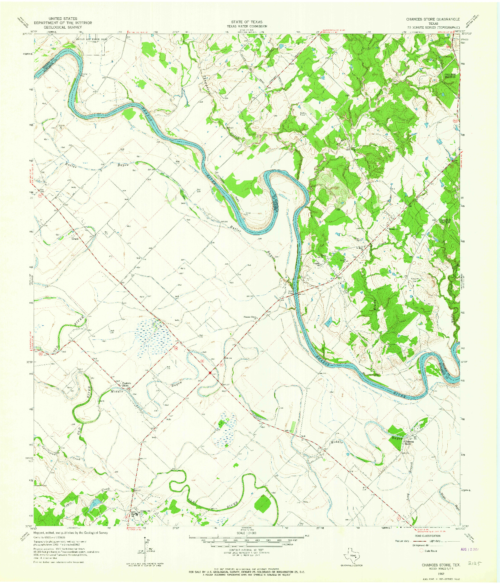 USGS 1:24000-SCALE QUADRANGLE FOR CHANCES STORE, TX 1962