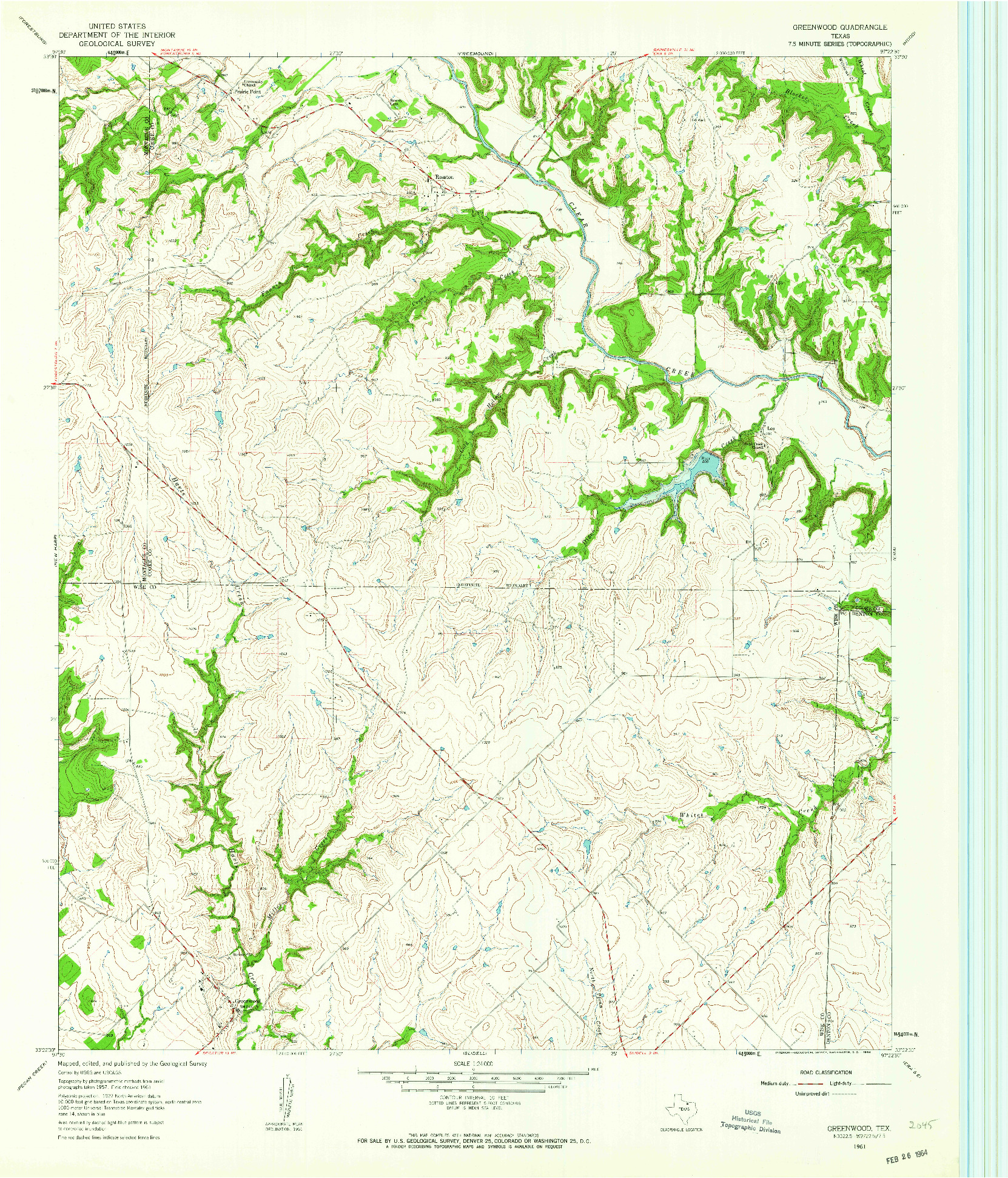 USGS 1:24000-SCALE QUADRANGLE FOR GREENWOOD, TX 1961