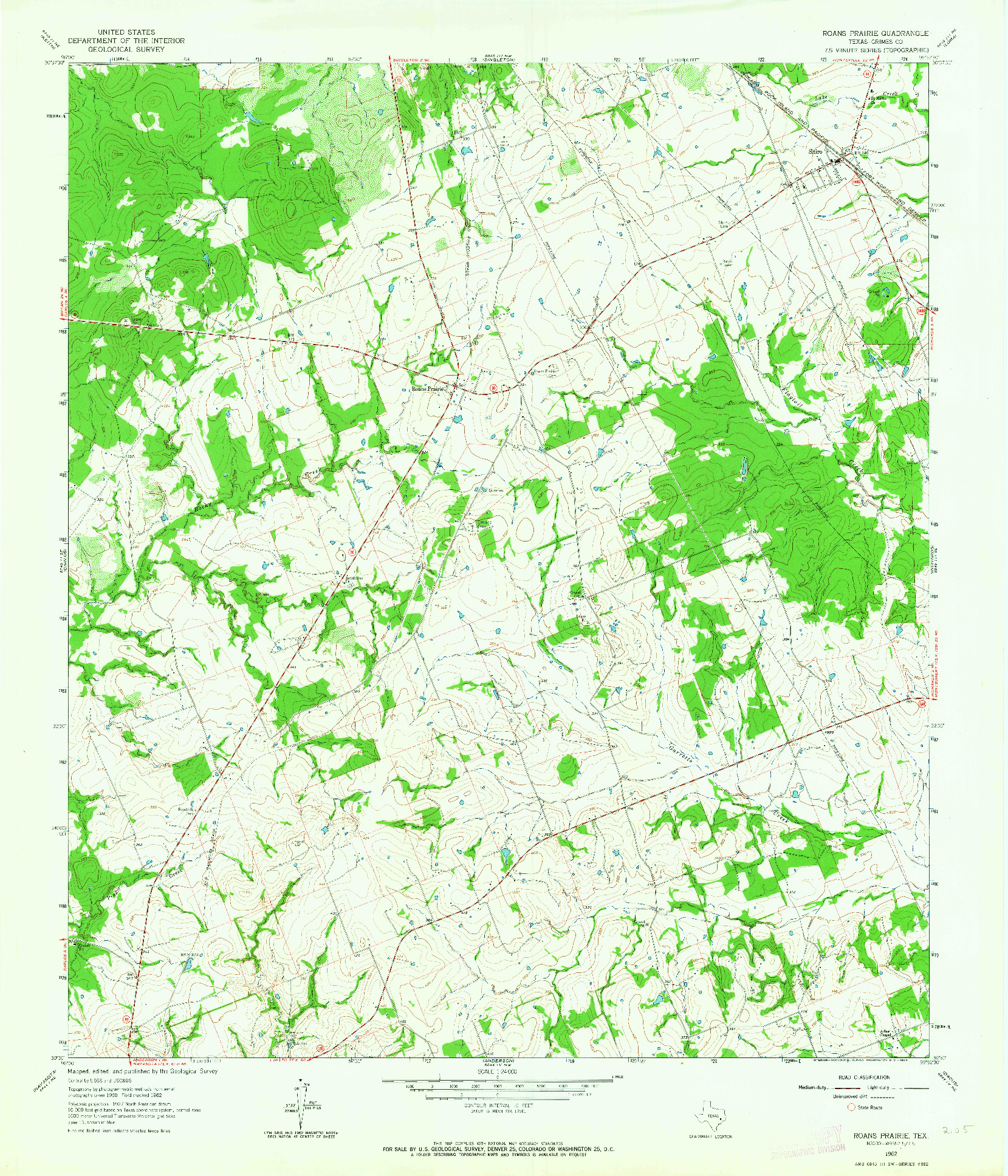 USGS 1:24000-SCALE QUADRANGLE FOR ROANS PRAIRIE, TX 1962