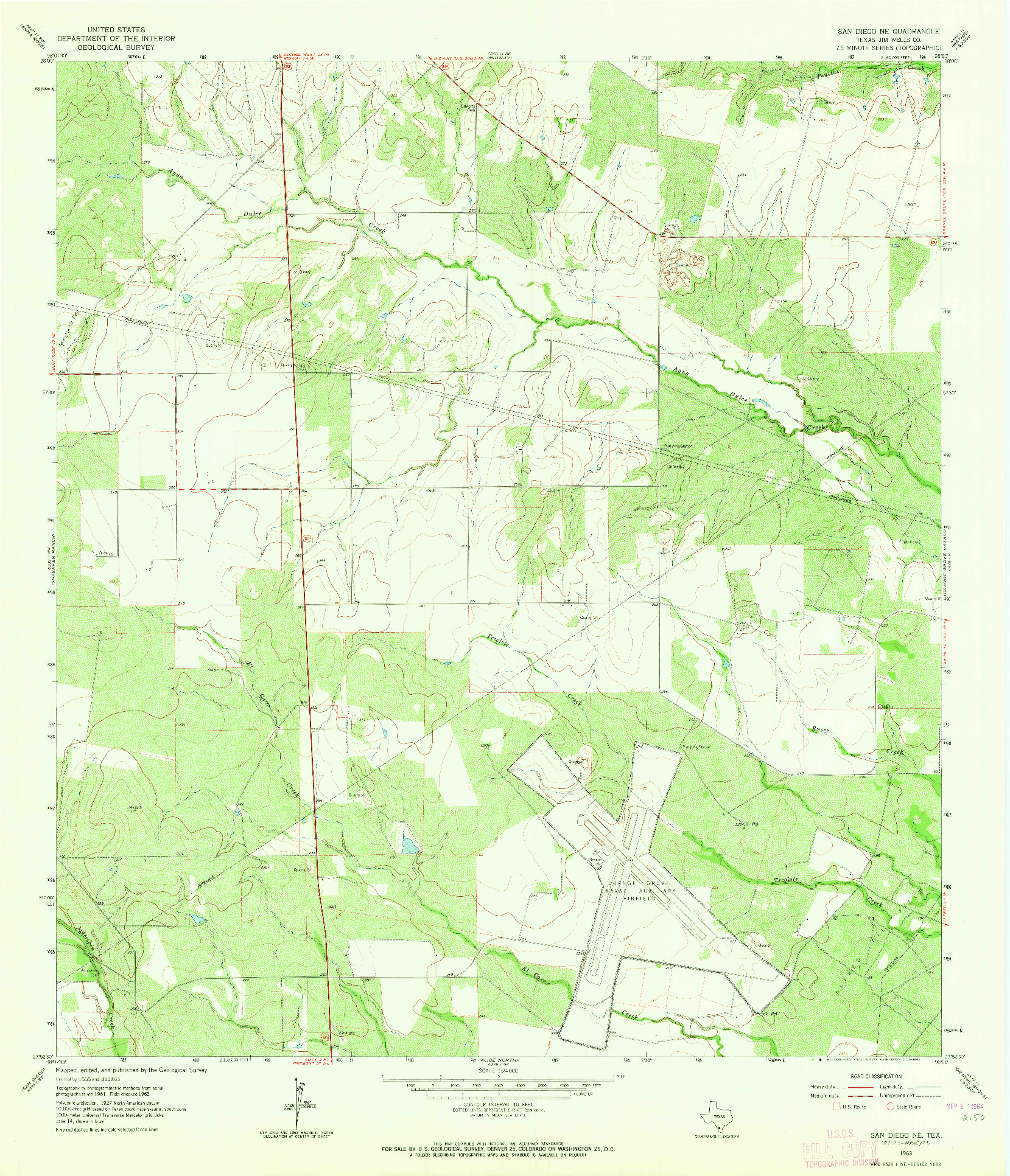 USGS 1:24000-SCALE QUADRANGLE FOR SAN DIEGO NE, TX 1963
