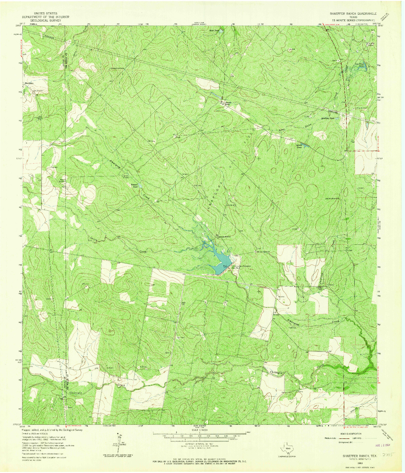 USGS 1:24000-SCALE QUADRANGLE FOR SHAEFFER RANCH, TX 1963