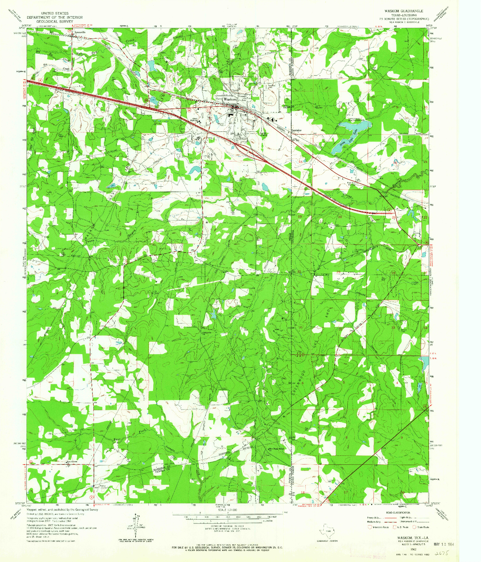 USGS 1:24000-SCALE QUADRANGLE FOR WASKOM, TX 1962