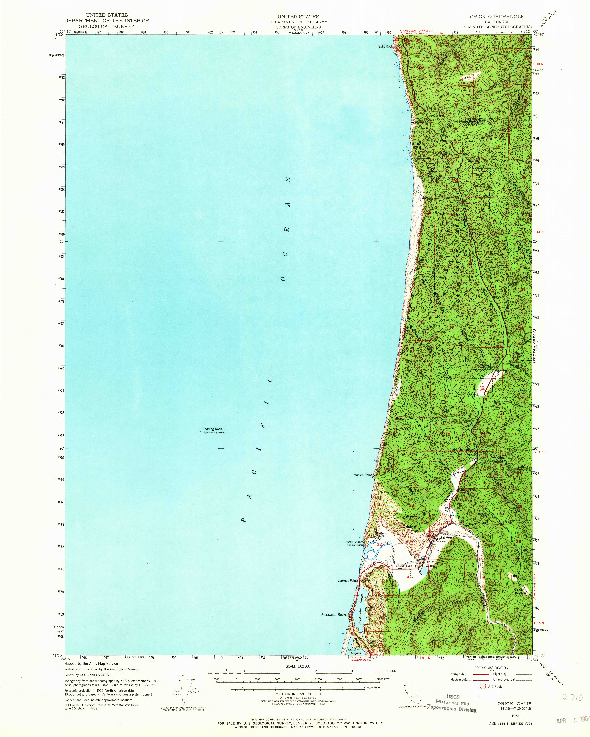 USGS 1:62500-SCALE QUADRANGLE FOR ORICK, CA 1952