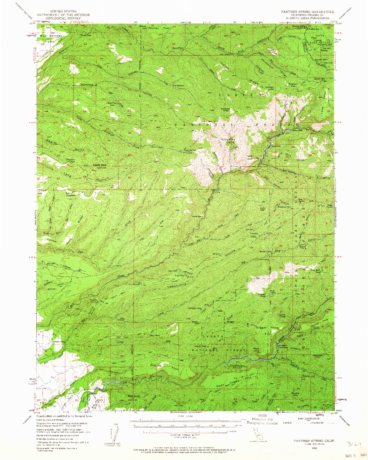 USGS 1:62500-SCALE QUADRANGLE FOR PANTHER SPRING, CA 1953