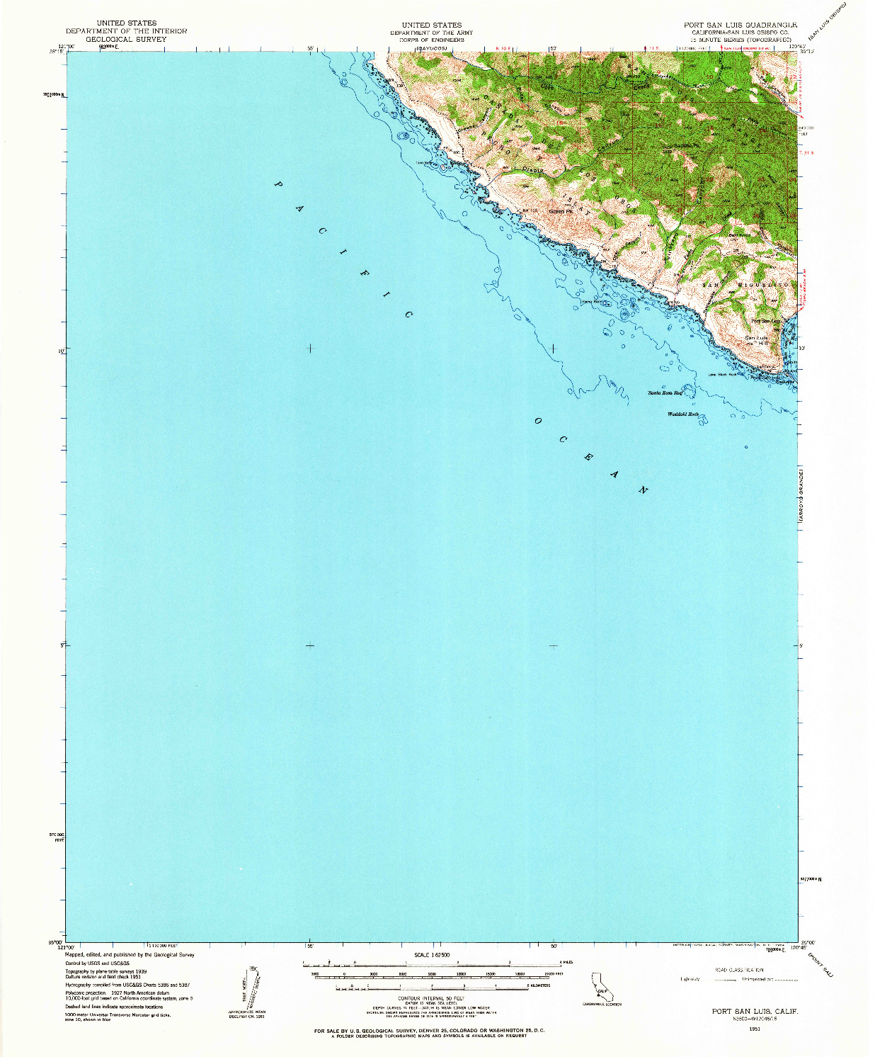 USGS 1:62500-SCALE QUADRANGLE FOR PORT SAN LUIS, CA 1951