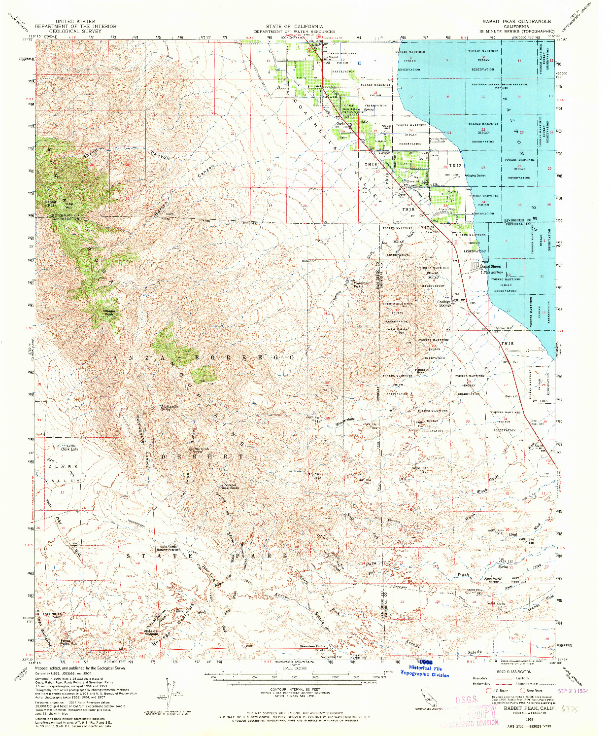 USGS 1:62500-SCALE QUADRANGLE FOR RABBIT PEAK, CA 1959