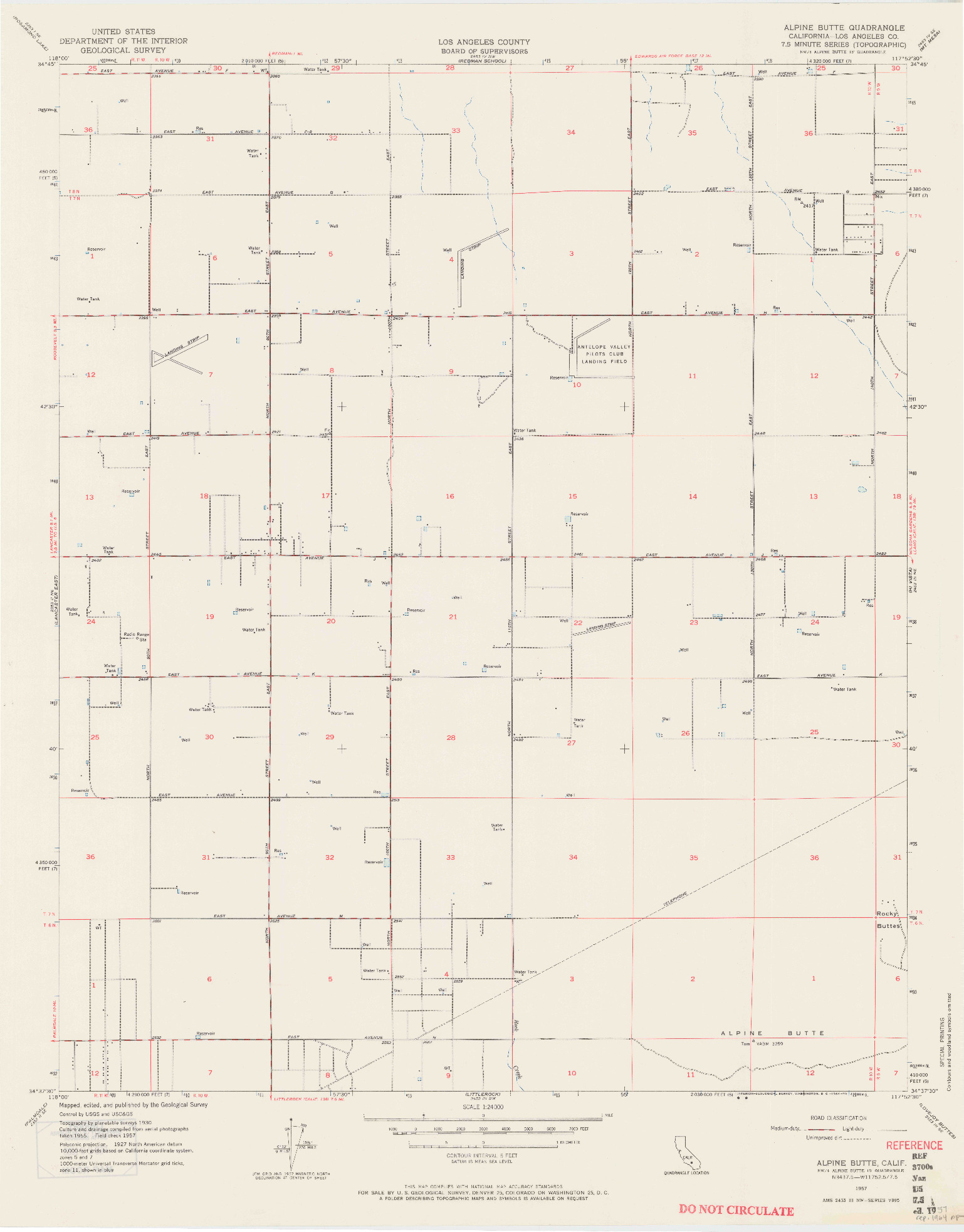 USGS 1:24000-SCALE QUADRANGLE FOR ALPINE BUTTE, CA 1957