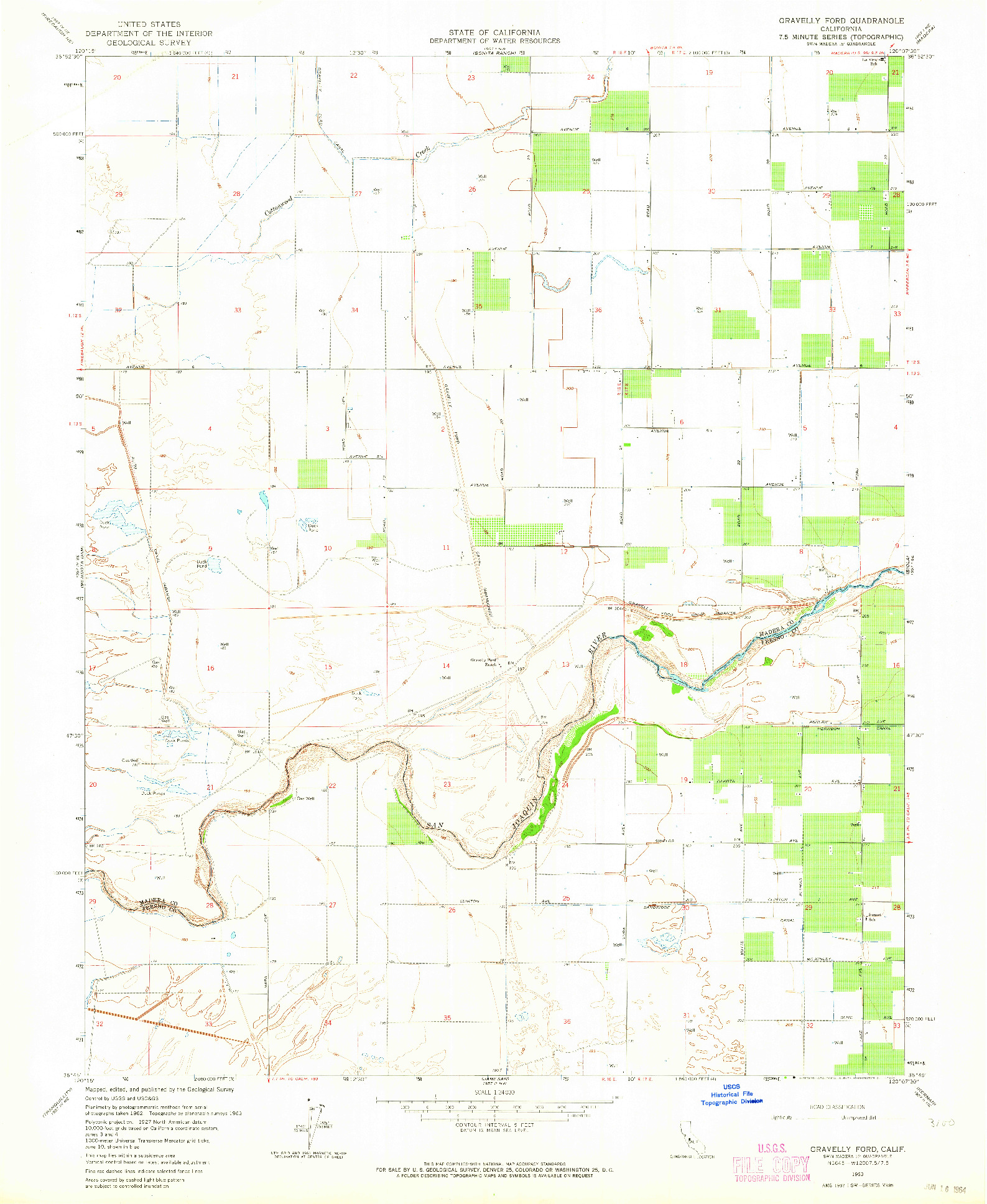 USGS 1:24000-SCALE QUADRANGLE FOR GRAVELLY FORD, CA 1963