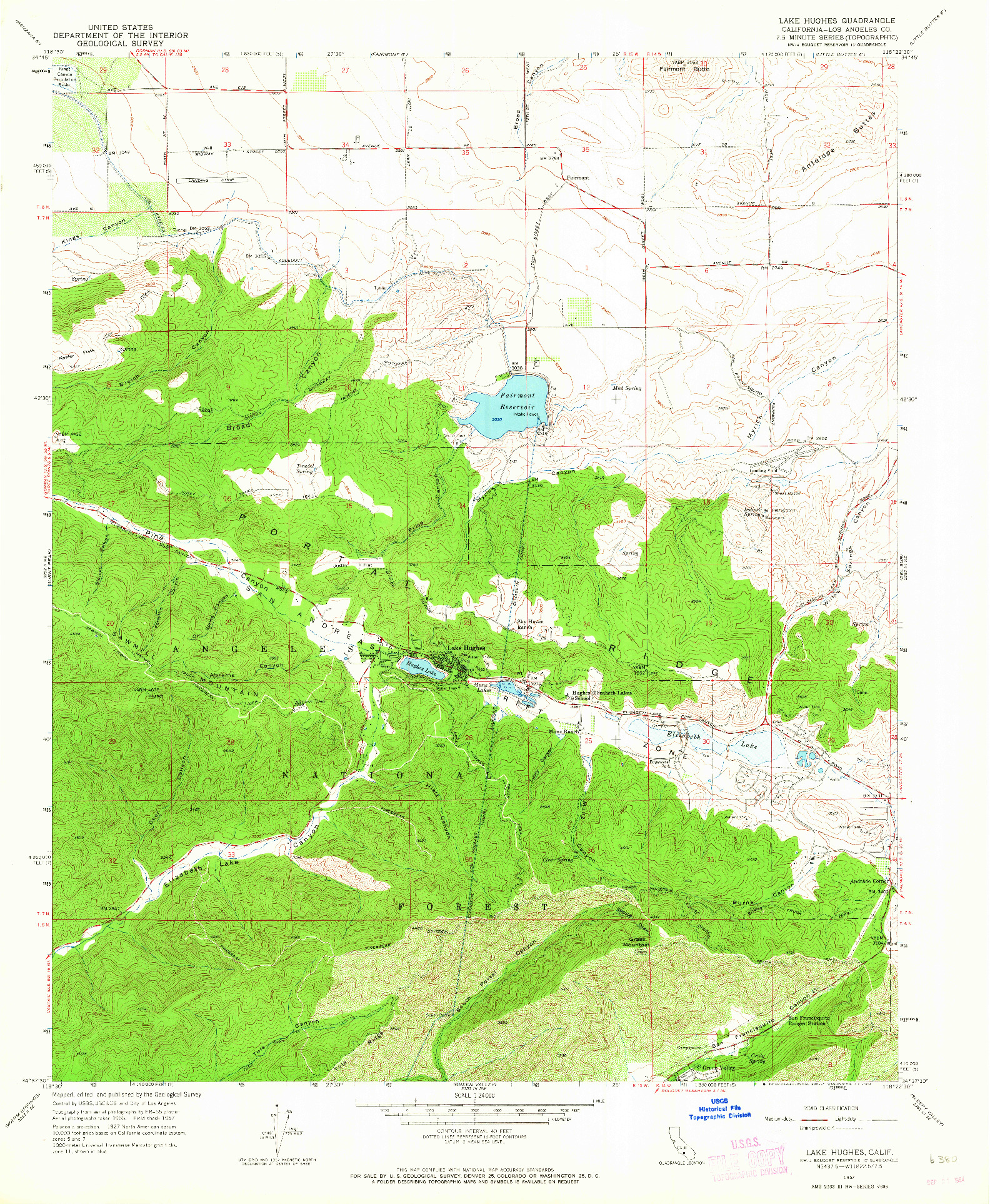 USGS 1:24000-SCALE QUADRANGLE FOR LAKE HUGHES, CA 1957