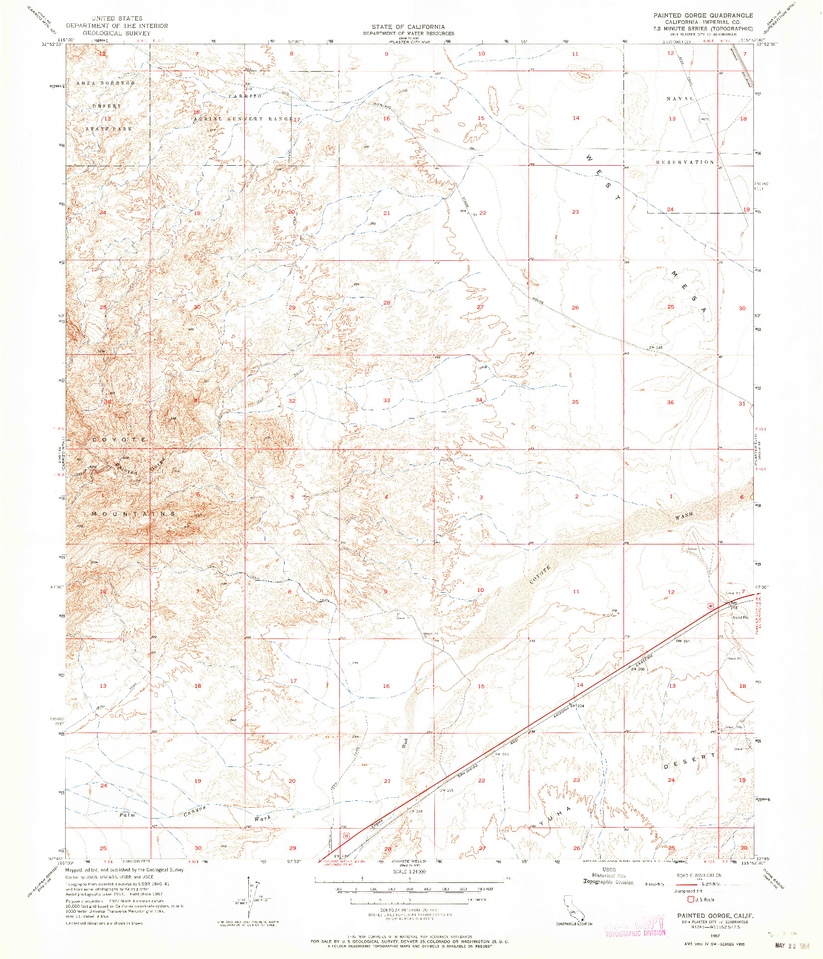 USGS 1:24000-SCALE QUADRANGLE FOR PAINTED GORGE, CA 1957
