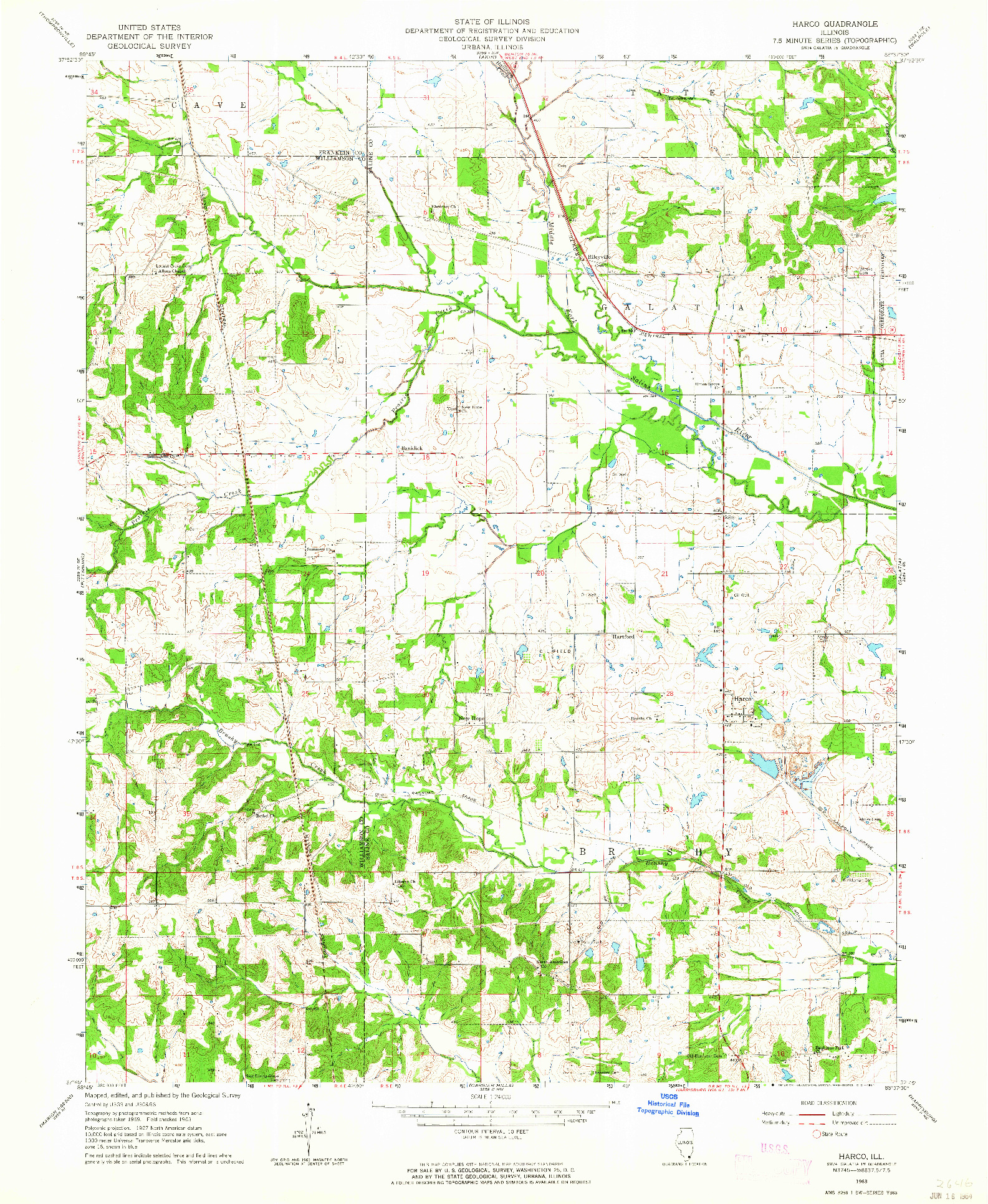 USGS 1:24000-SCALE QUADRANGLE FOR HARCO, IL 1963