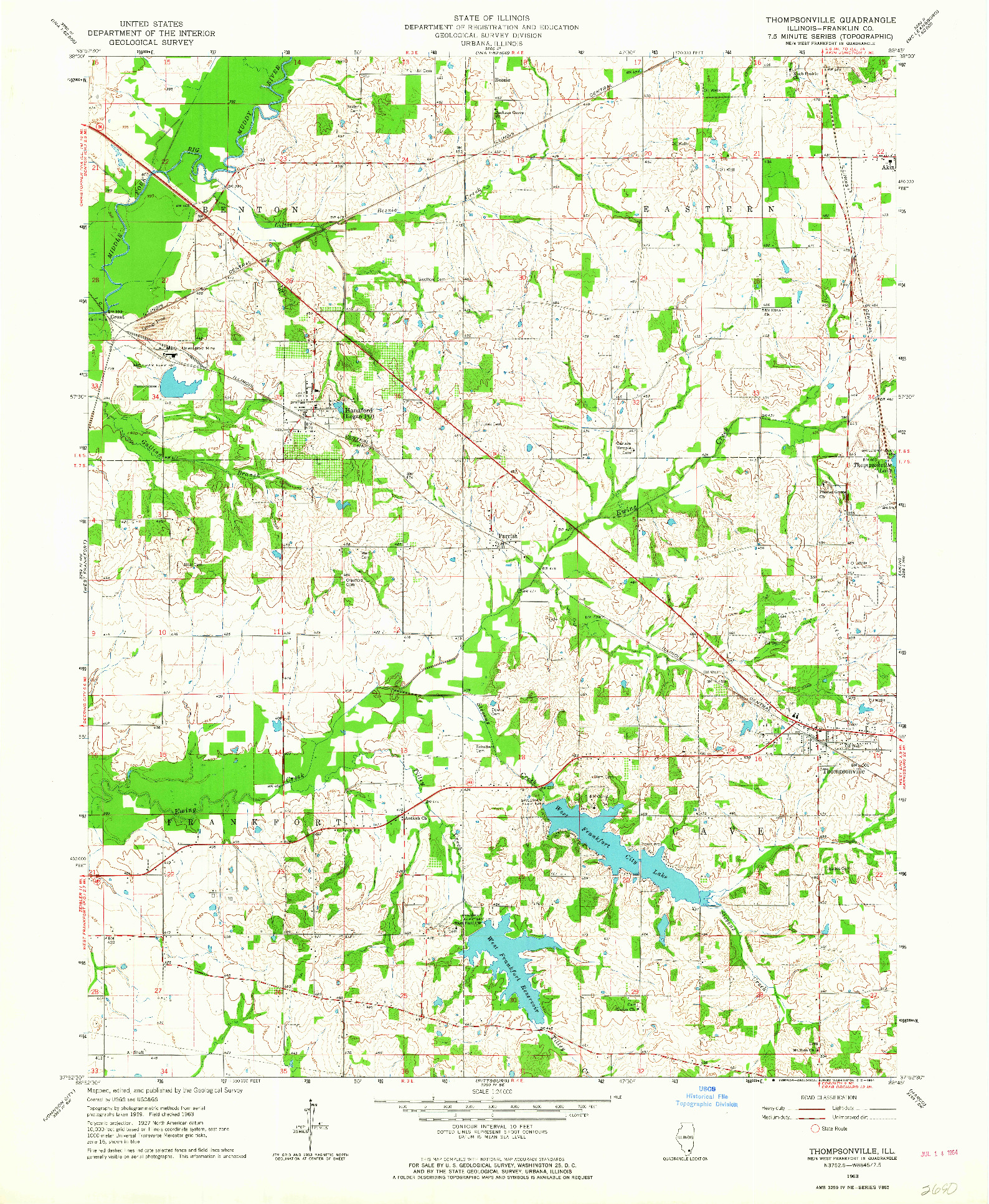 USGS 1:24000-SCALE QUADRANGLE FOR THOMPSONVILLE, IL 1963