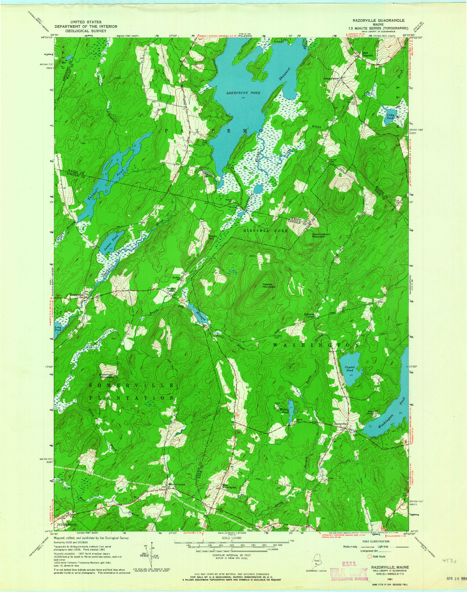 USGS 1:24000-SCALE QUADRANGLE FOR RAZORVILLE, ME 1961