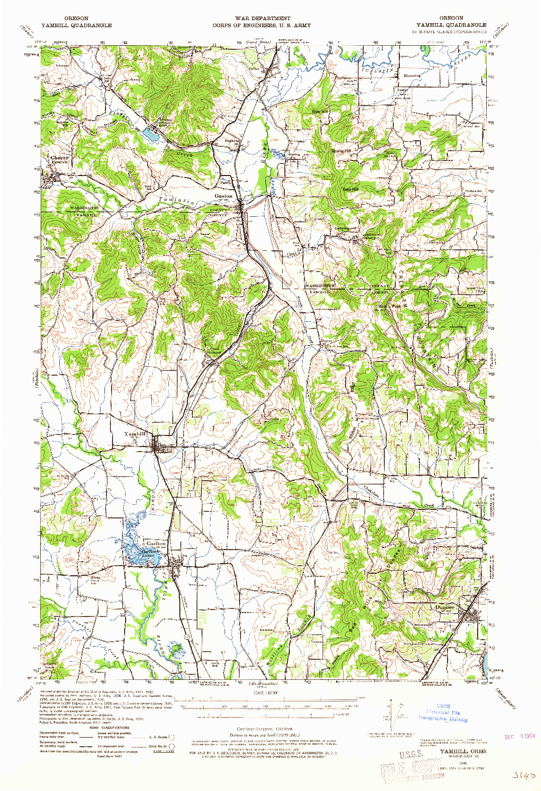 USGS 1:62500-SCALE QUADRANGLE FOR YAMHILL, OR 1941