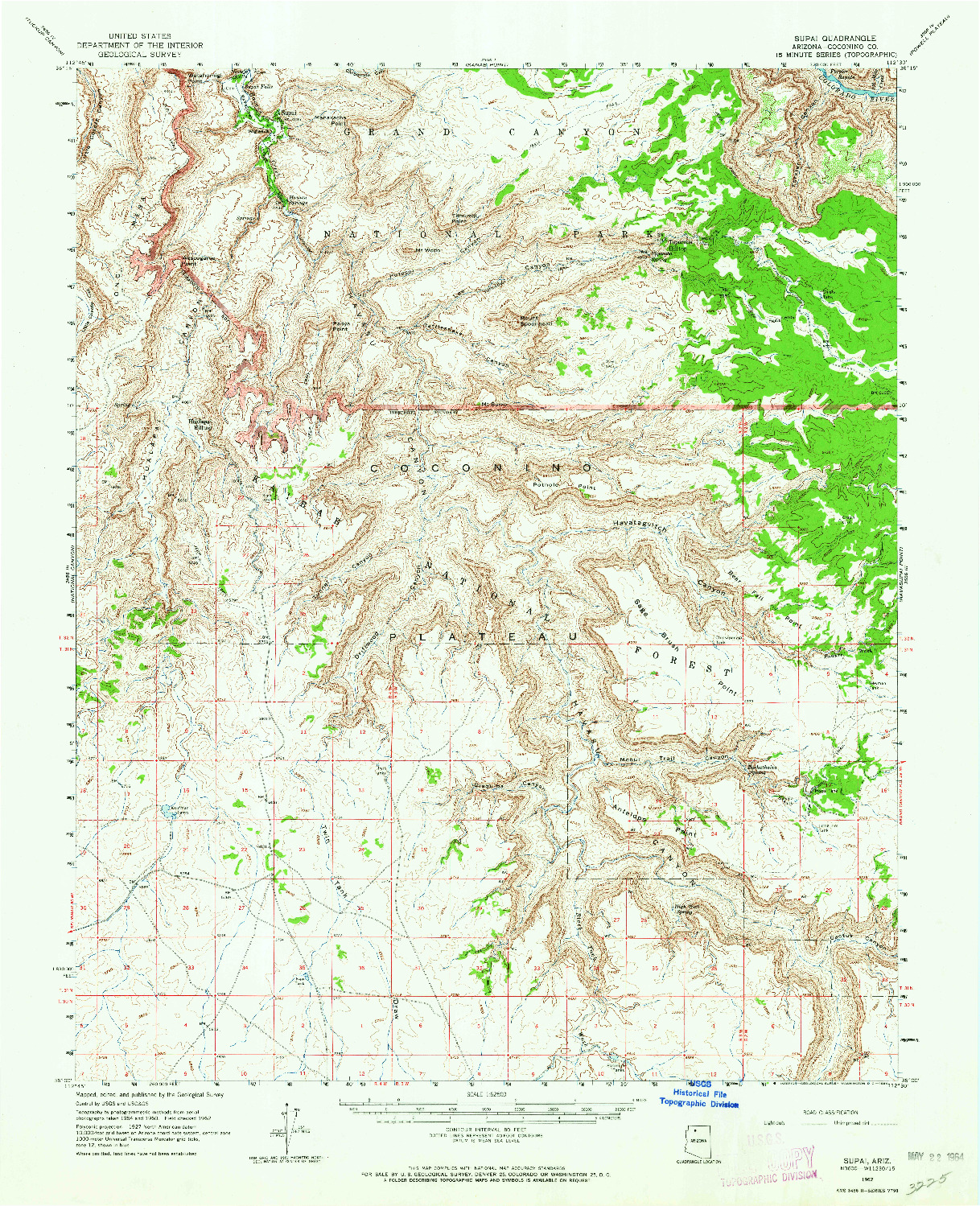 USGS 1:62500-SCALE QUADRANGLE FOR SUPAI, AZ 1962