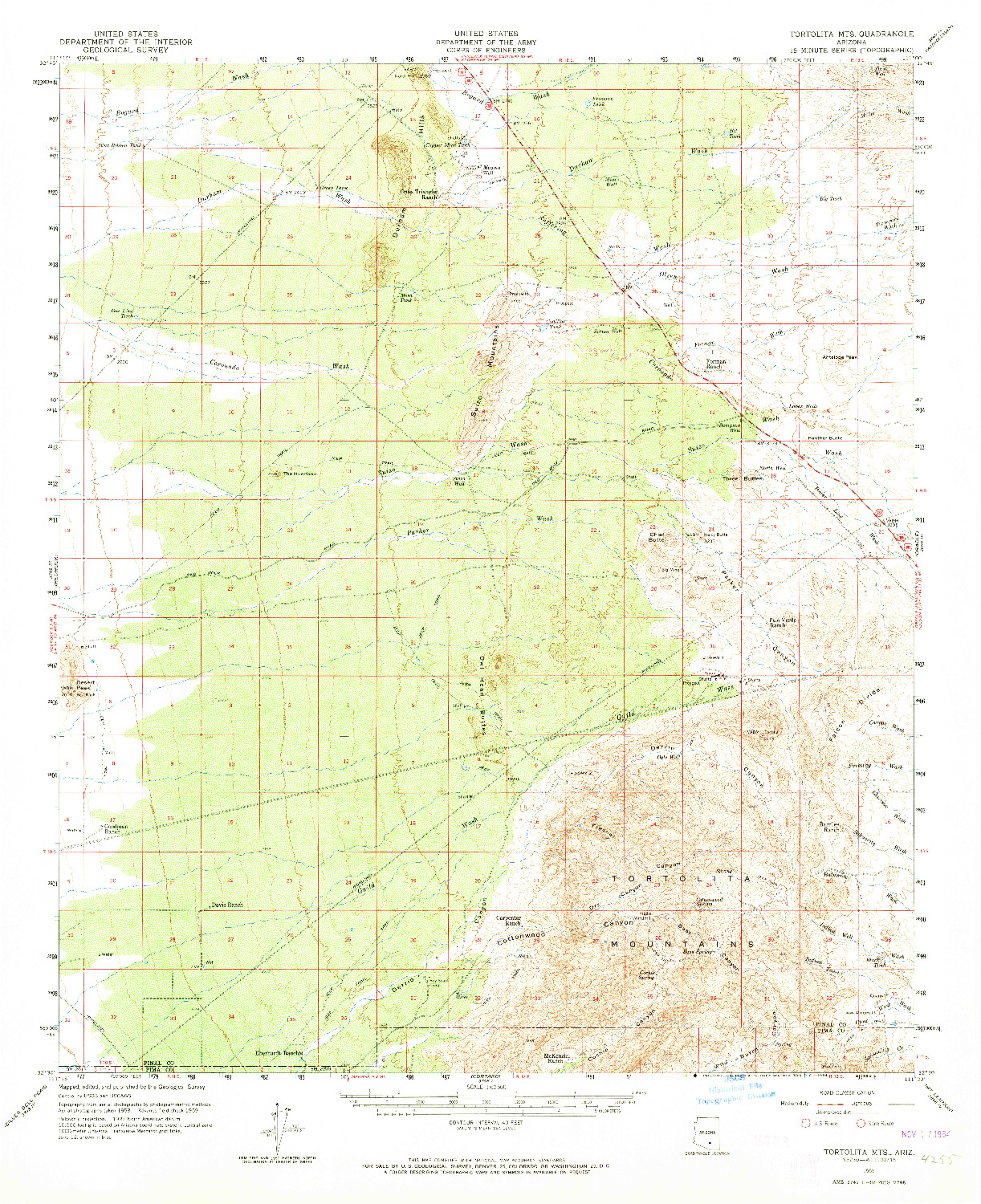 USGS 1:62500-SCALE QUADRANGLE FOR TORTOLITA MTS, AZ 1959