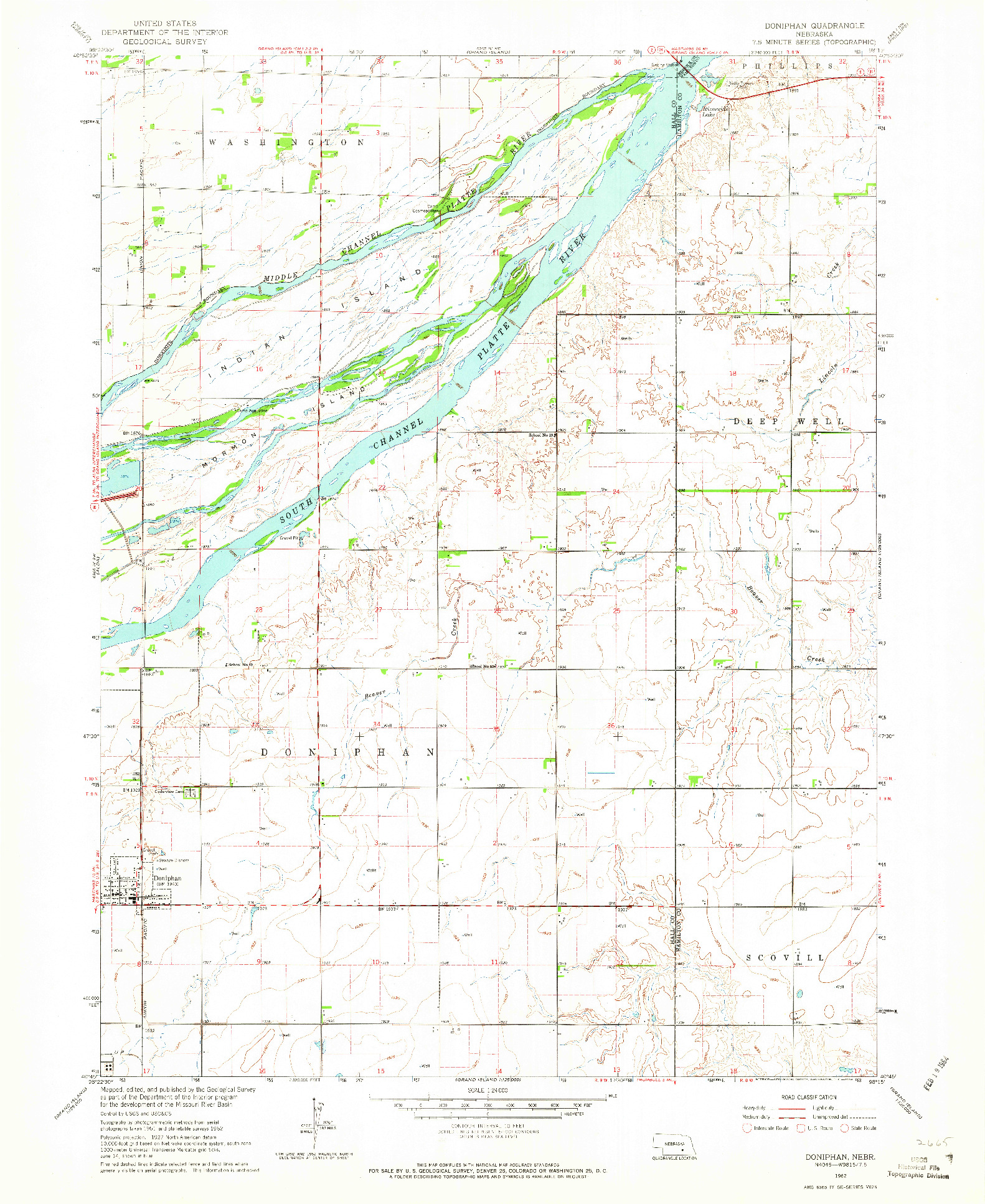 USGS 1:24000-SCALE QUADRANGLE FOR DONIPHAN, NE 1962