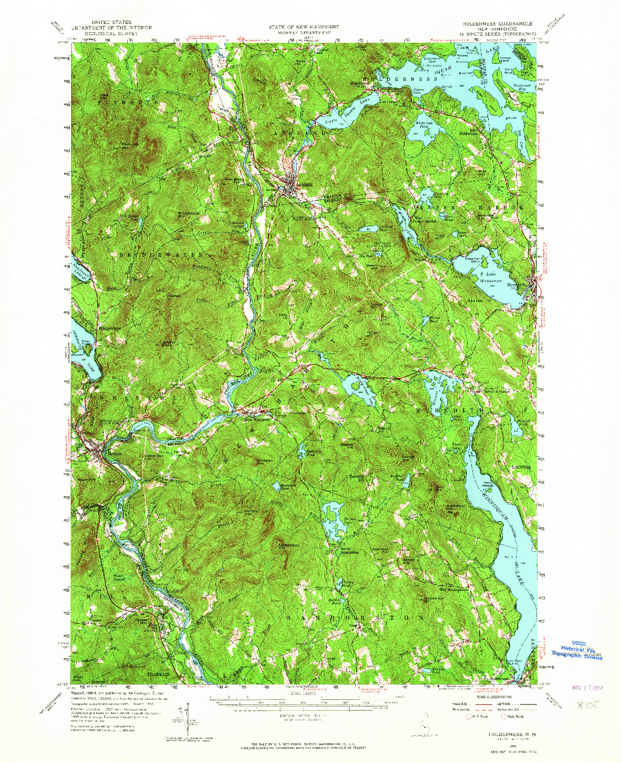 USGS 1:62500-SCALE QUADRANGLE FOR HOLDERNESS, NH 1956