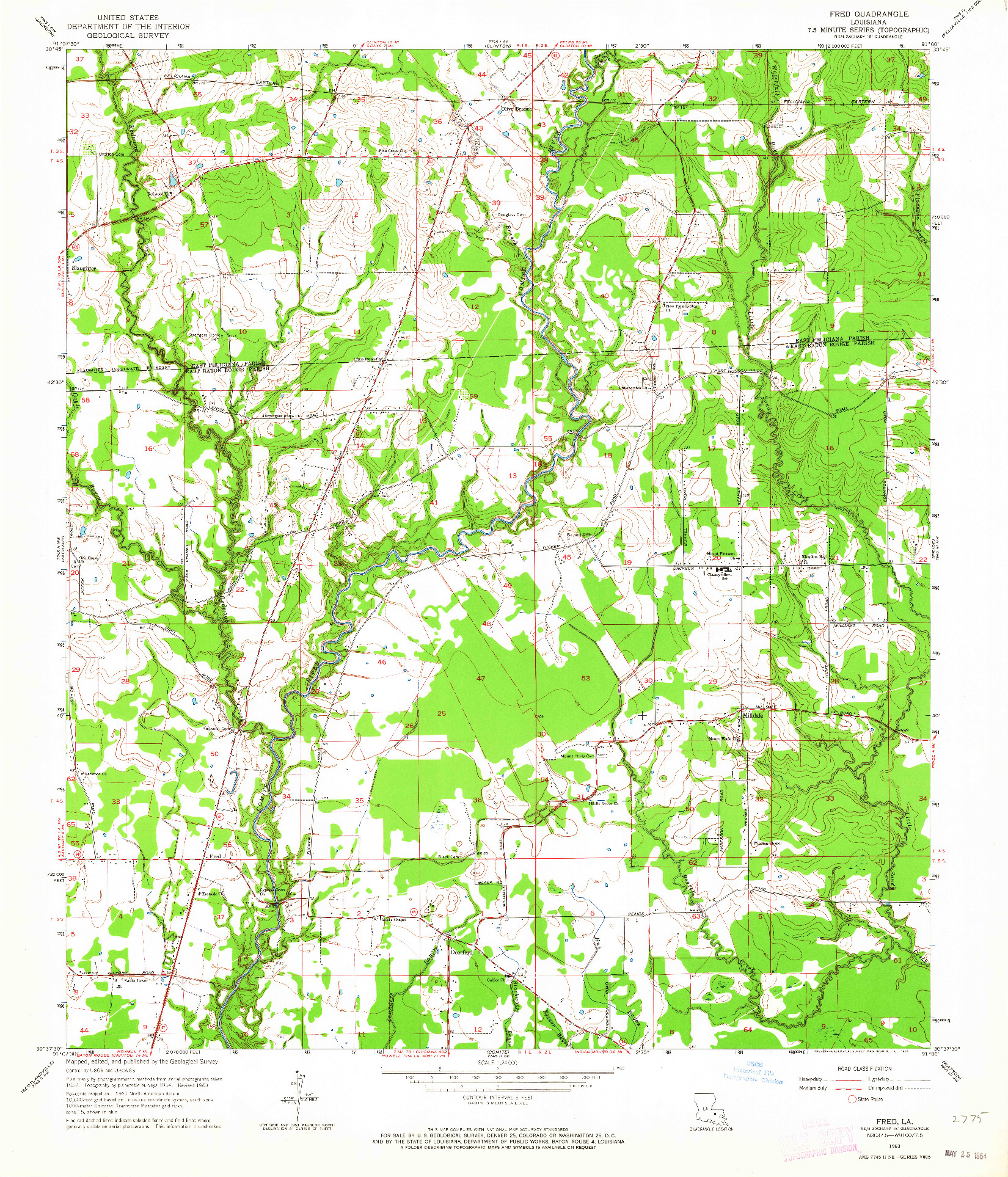 USGS 1:24000-SCALE QUADRANGLE FOR FRED, LA 1963