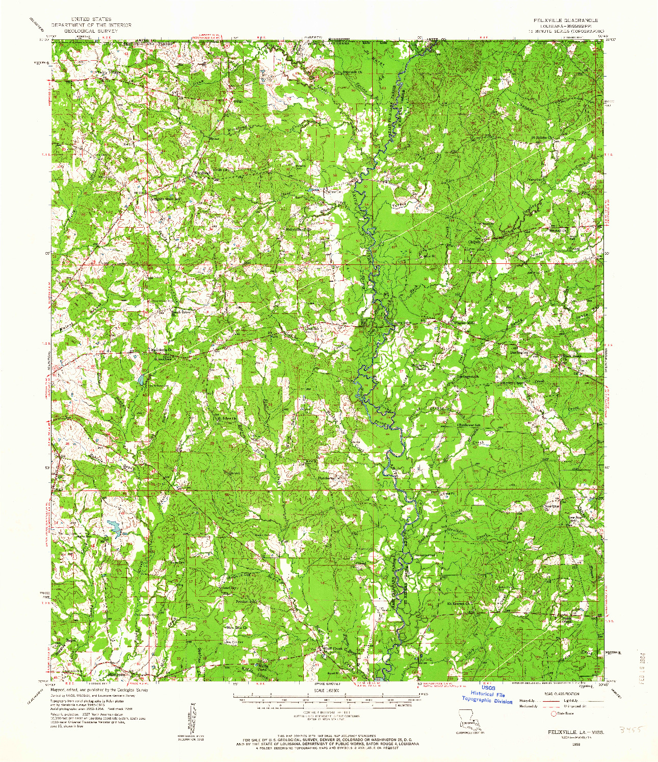 USGS 1:62500-SCALE QUADRANGLE FOR FELIXVILLE, LA 1958