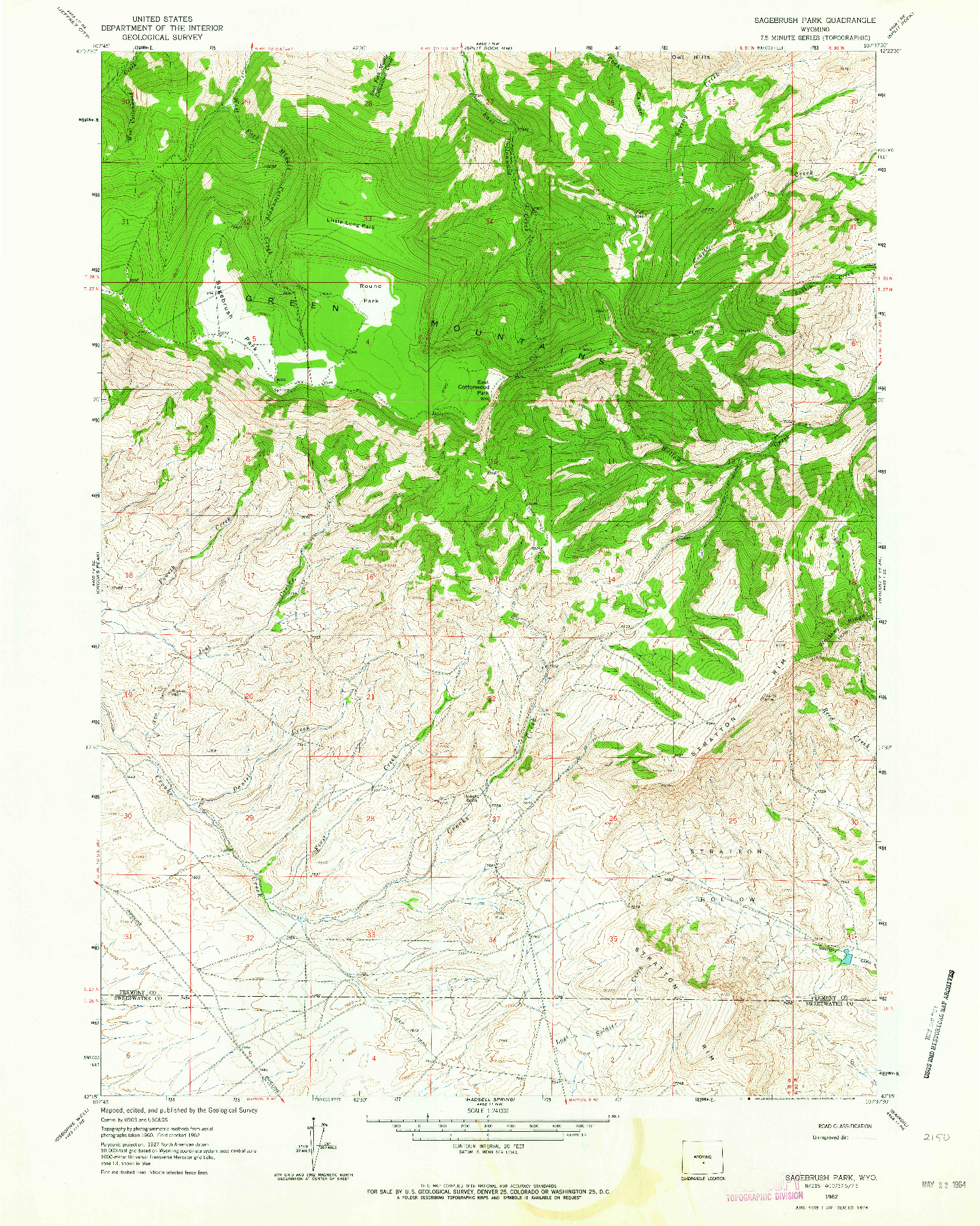 USGS 1:24000-SCALE QUADRANGLE FOR SAGEBRUSH PARK, WY 1962