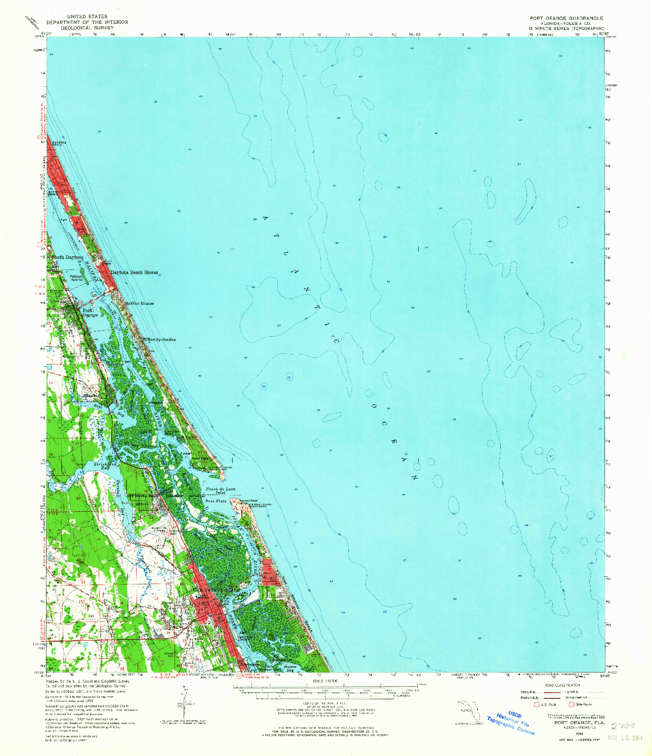 USGS 1:62500-SCALE QUADRANGLE FOR PORT ORANGE, FL 1956