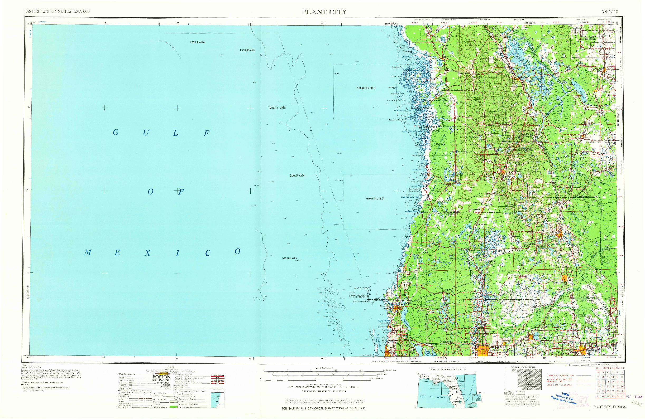 USGS 1:250000-SCALE QUADRANGLE FOR PLANT CITY, FL 1964