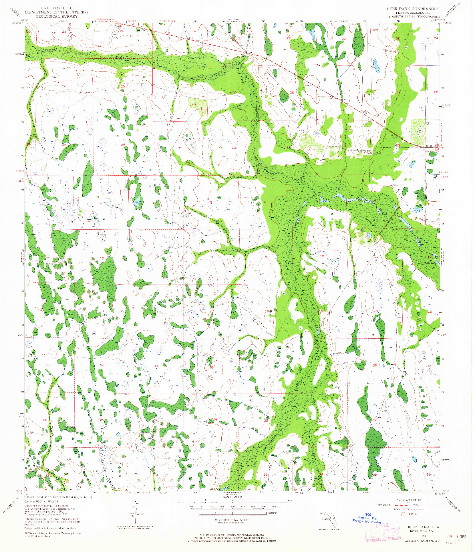 USGS 1:24000-SCALE QUADRANGLE FOR DEER PARK, FL 1953