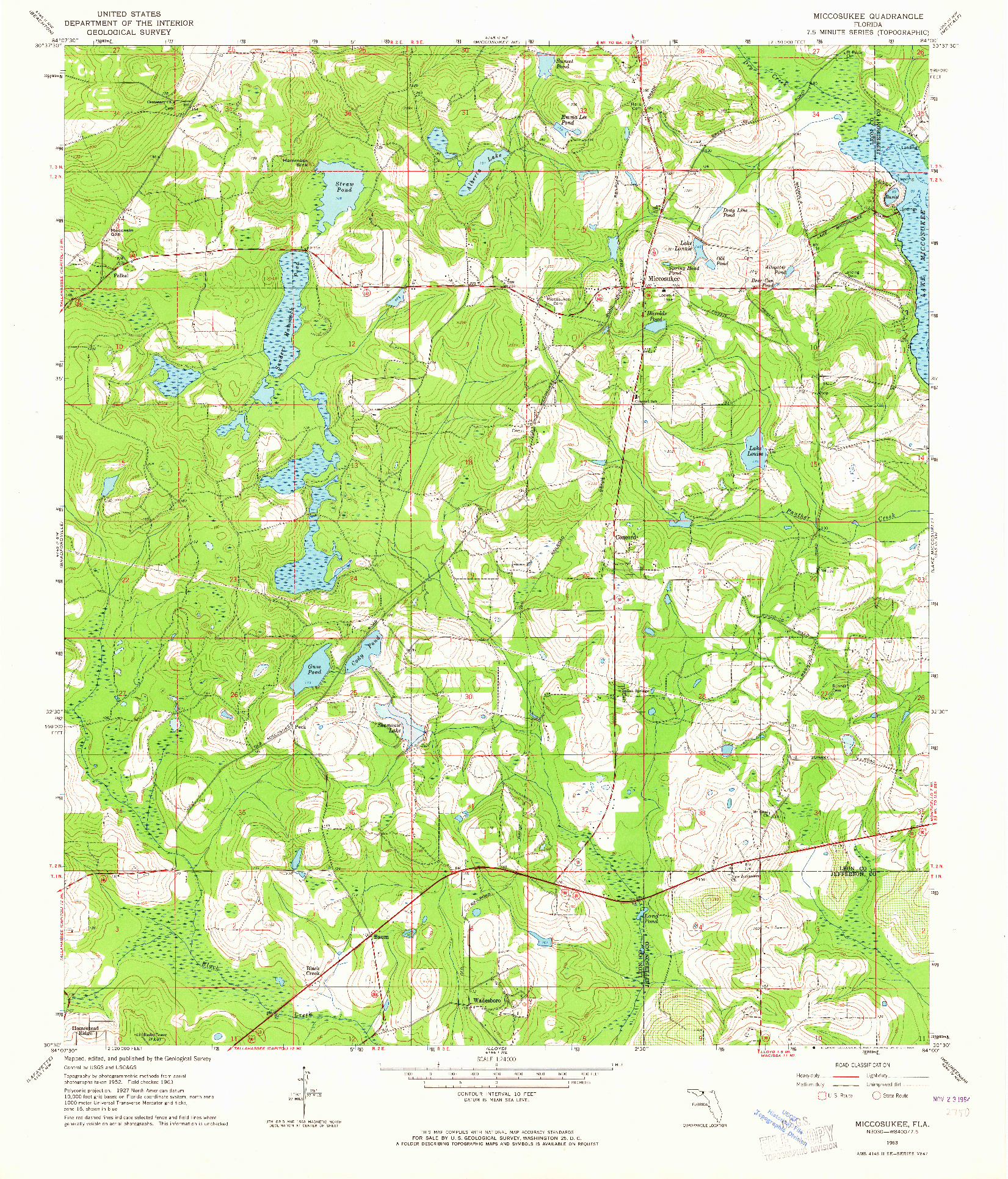 USGS 1:24000-SCALE QUADRANGLE FOR MICCOSUKEE, FL 1963