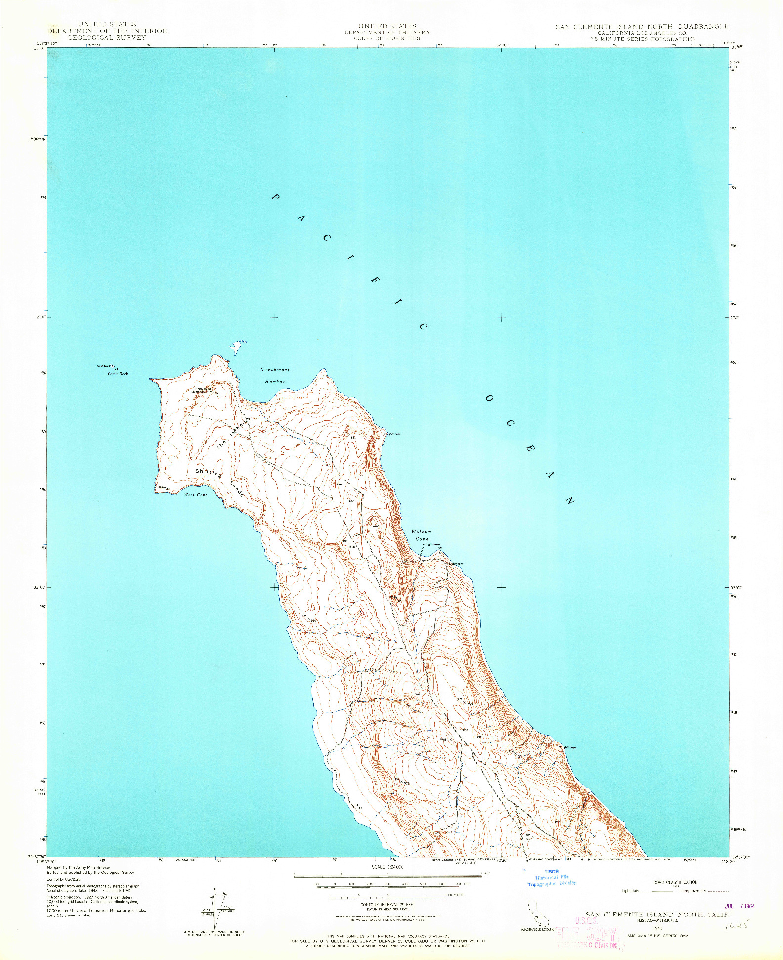 USGS 1:24000-SCALE QUADRANGLE FOR SAN CLEMENTE ISLAND NORTH, CA 1943