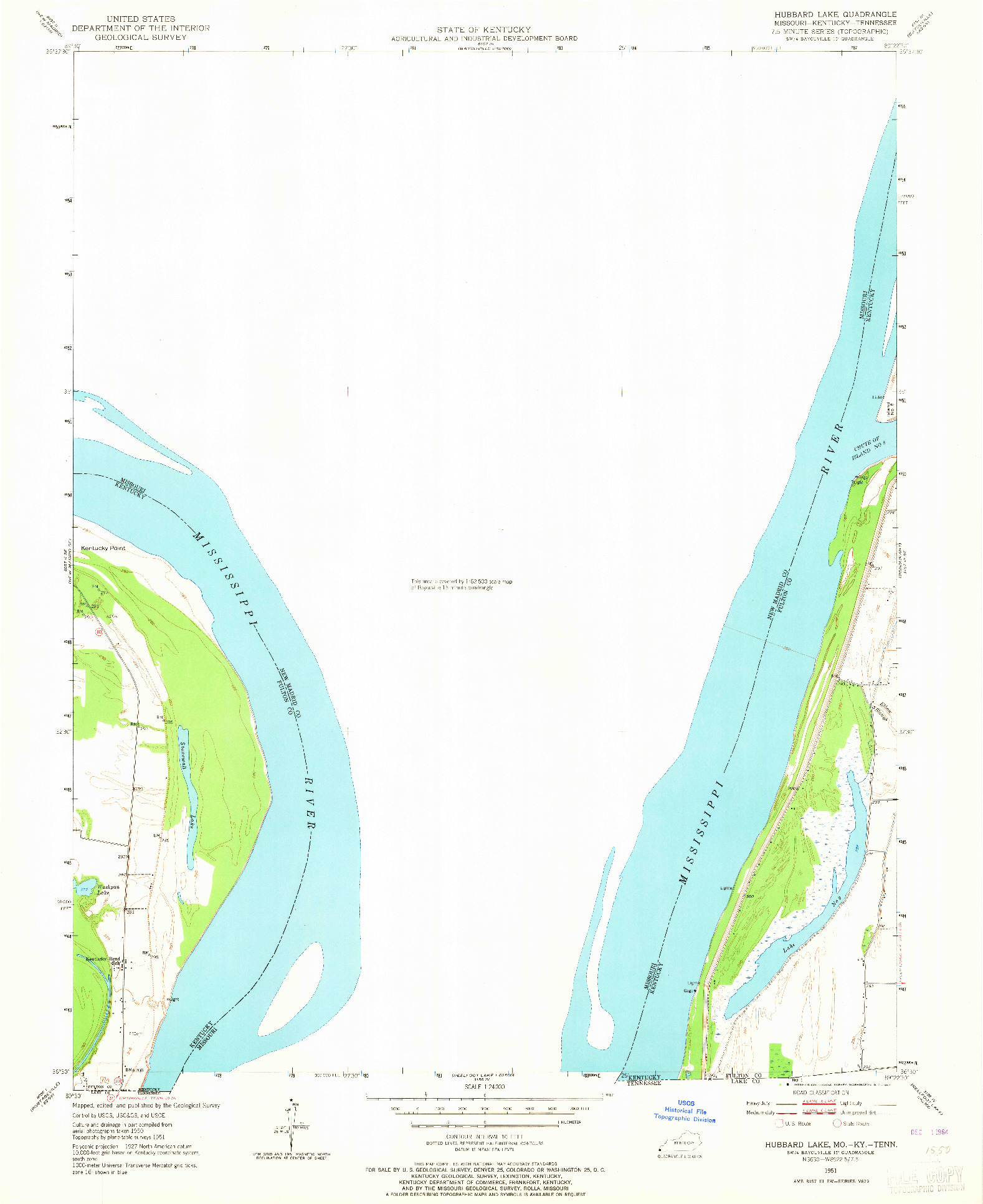 USGS 1:24000-SCALE QUADRANGLE FOR HUBBARD LAKE, MO 1951